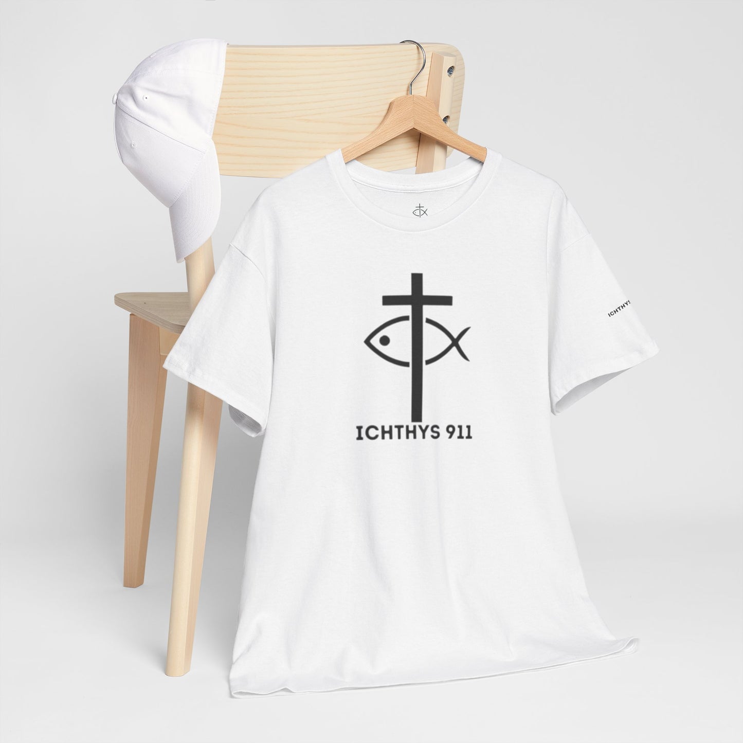 Authentic Design - Unisex T-Shirt - Heavy Cotton T-Shirt - Jesus Fish - Men's T-Shirt - Women T-Shirt Christian Faith - Unisex Clothing - ICHTHYS 911