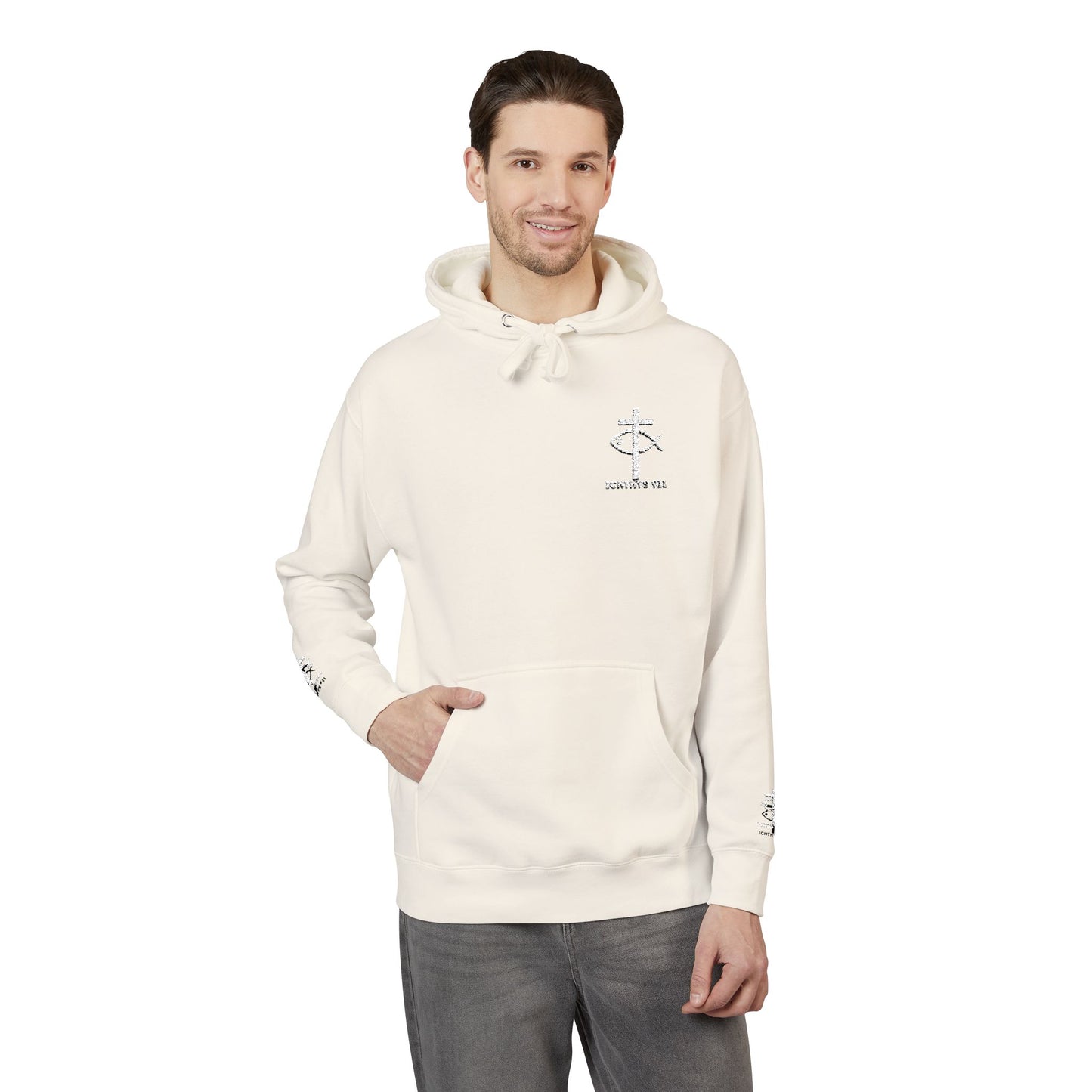 ICHTHYS 911 Embroidery Hoodie Pullover - Unsex - Elevated Embroider Gift for Her or Him - Christian Wear