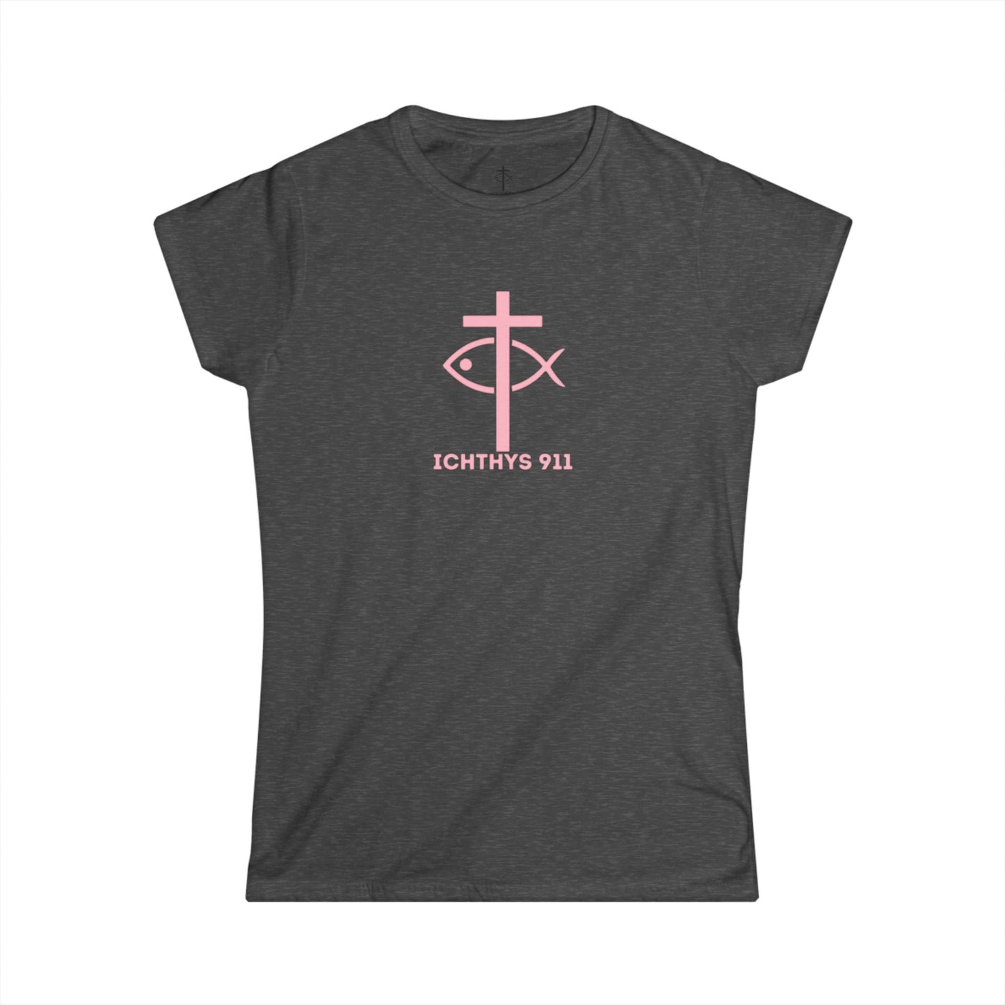 "Run With Endurance" - Inspirational Faith Tee for Women - Wear Your Faith - Hebrews 12:1 - Semi-Fitted - ICHTHYS 911 Pink Font