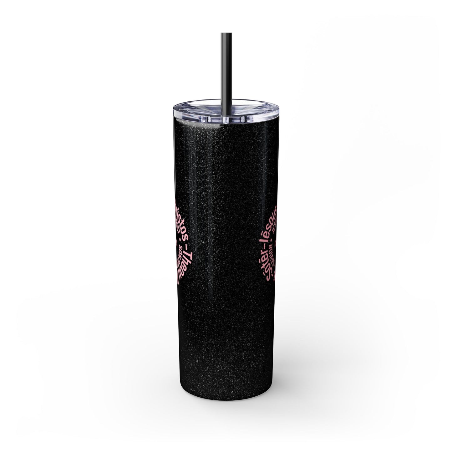 ICHTHYS 911 Black Font - Faith-Inspired Skinny Tumbler with Straw - 20oz - Faith