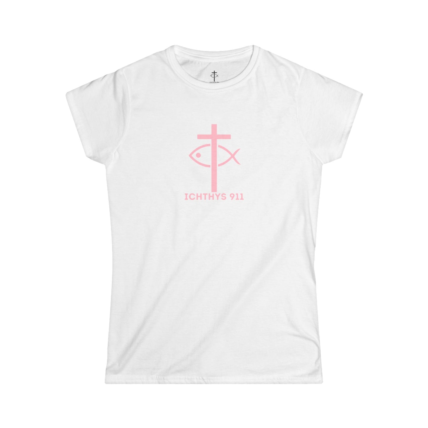 "Run With Endurance" - Inspirational Faith Tee for Women - Wear Your Faith - Hebrews 12:1 - Semi-Fitted - ICHTHYS 911 Pink Font