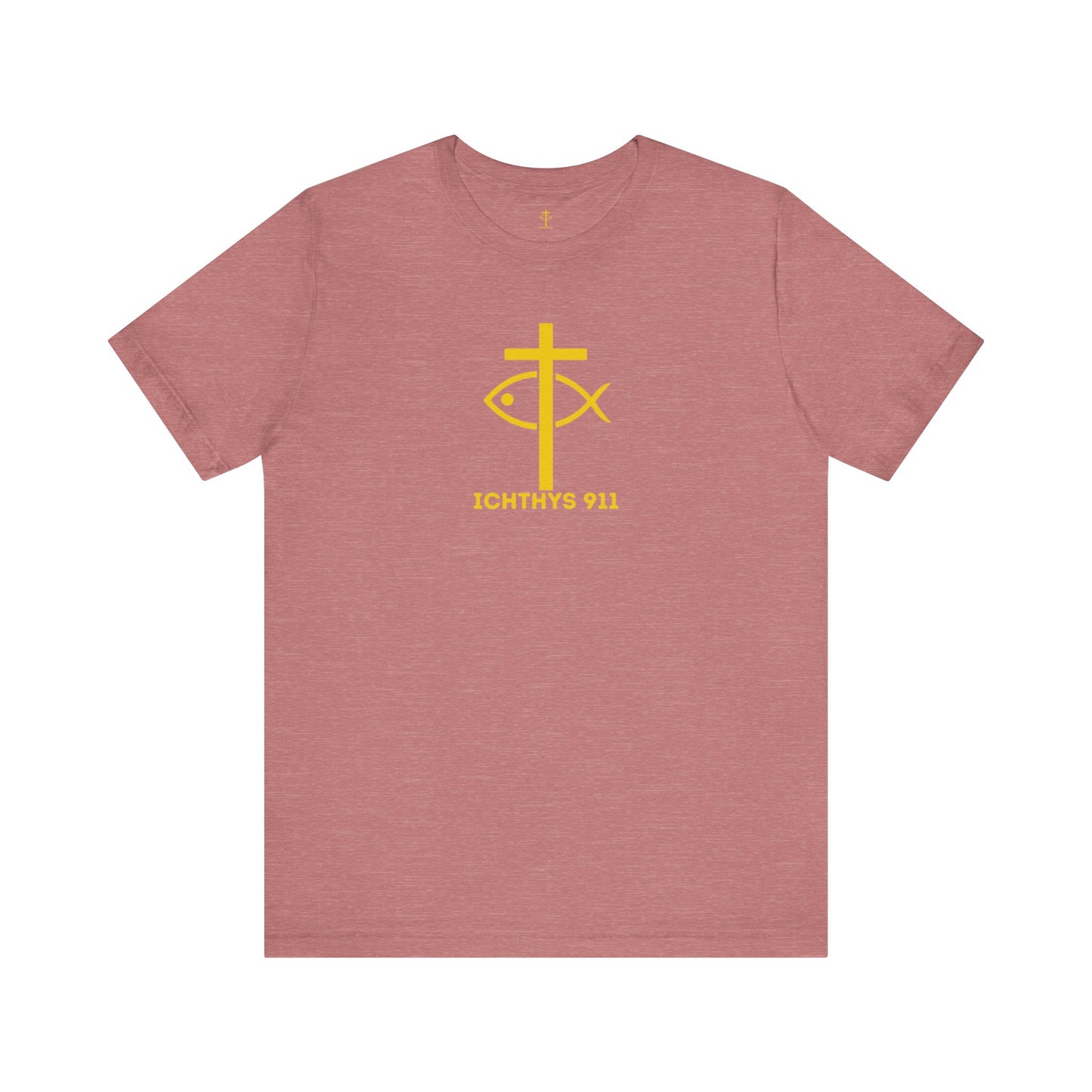 ICHTHYS 911 - "Roll With God Ride With Jesus" - Gold Font - Unisex T- Shirt - Lightweight 100% Cotton - Summer T - Arm Form Fitting - Men T- Shirt - Women T-Shirt - Christian T-Shirt