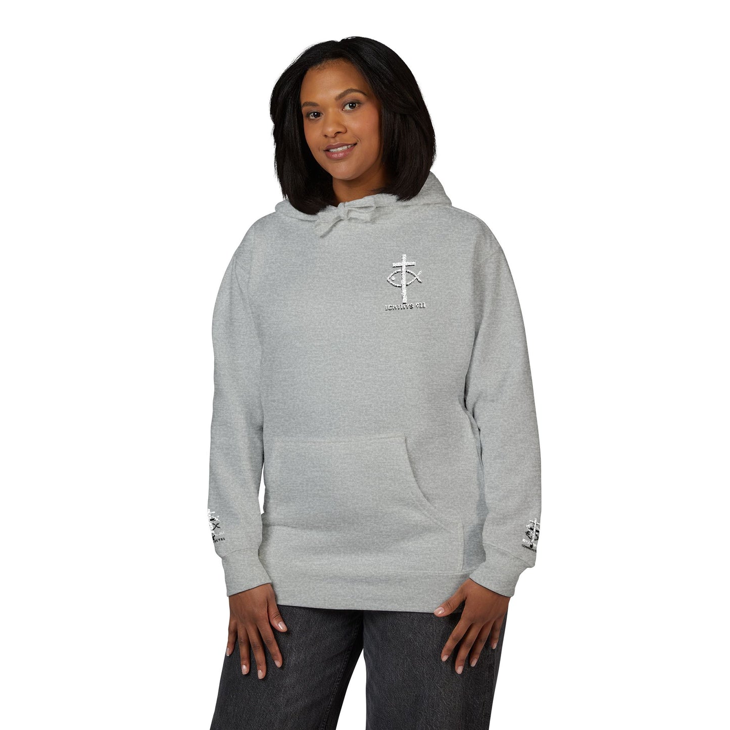 ICHTHYS 911 Embroidery Hoodie Pullover - Unsex - Elevated Embroider Gift for Her or Him - Christian Wear