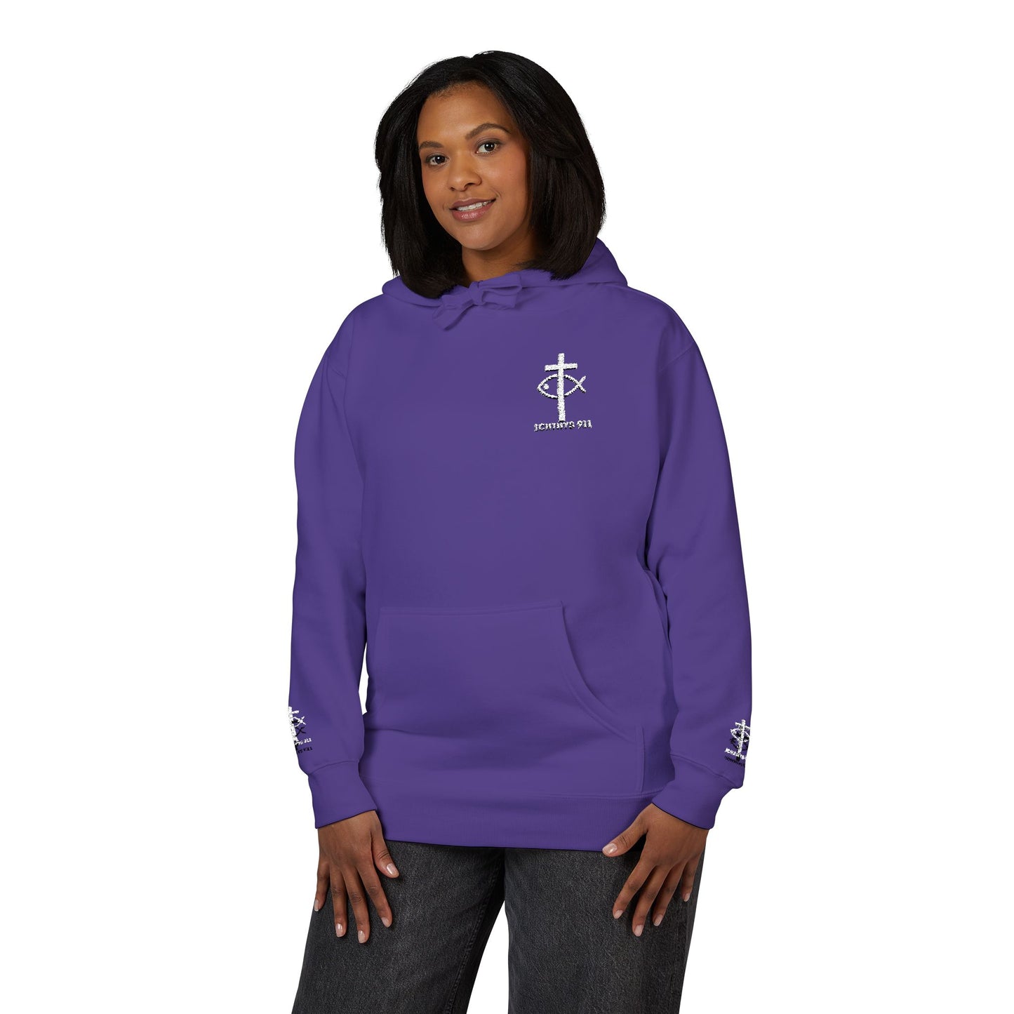 ICHTHYS 911 Embroidery Hoodie Pullover - Unsex - Elevated Embroider Gift for Her or Him - Christian Wear