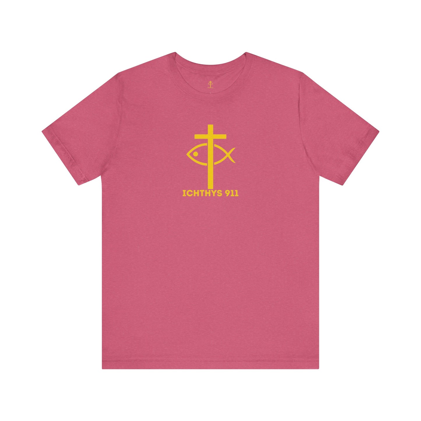 ICHTHYS 911 - "Roll With God Ride With Jesus" - Gold Font - Unisex T- Shirt - Lightweight 100% Cotton - Summer T - Arm Form Fitting - Men T- Shirt - Women T-Shirt - Christian T-Shirt