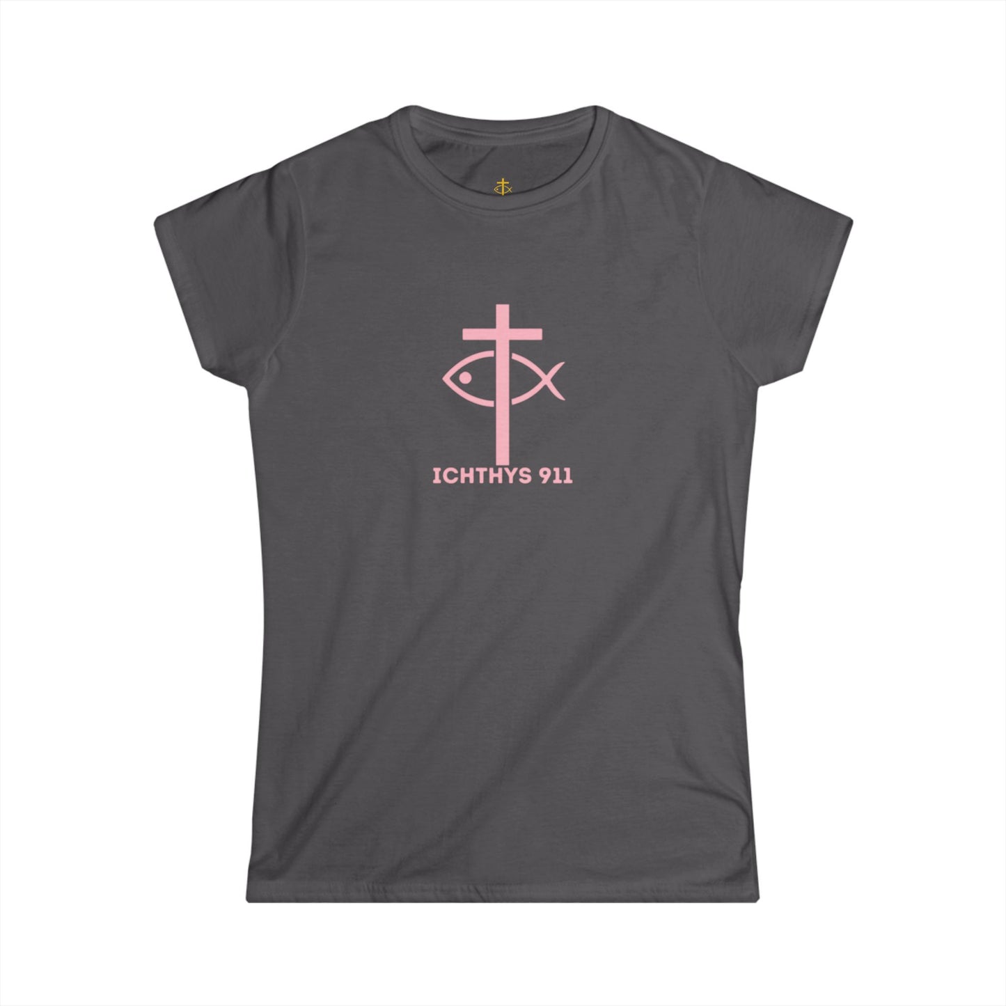 ICHTHYS 911 - "Roll With God Ride With Jesus" - Pink Font - Faith-Inspired Women's Tee - Summer Light T-Shirt - Wear Your Faith - Soft style Tee - Women T-Shirt