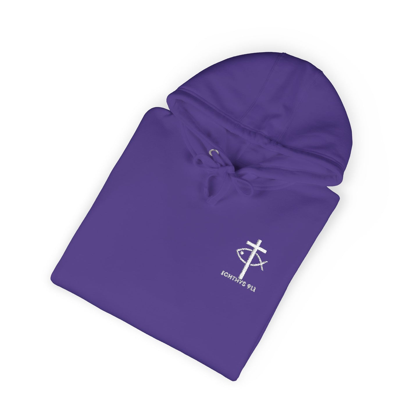 ICHTHYS 911 Embroidery Hoodie Pullover - Unsex - Elevated Embroider Gift for Her or Him - Christian Wear