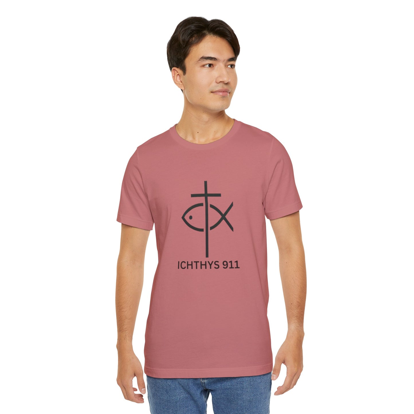 ICHTHYS 911 - Lightweight fabric - Unisex - 100% Airlume combed and ring-spun cotton - Light weight T-Shirt - Faith & Strength