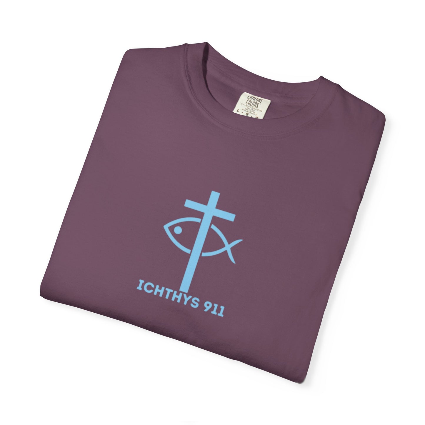 ICHTHYS 911 - Blue Font "Faith, Hope, & Love" - Unisex T-Shirt - Men T-Shirt - Christian Women Tee - Faith-Inspired Shirt - Christian Fashion - Wear Your Faith