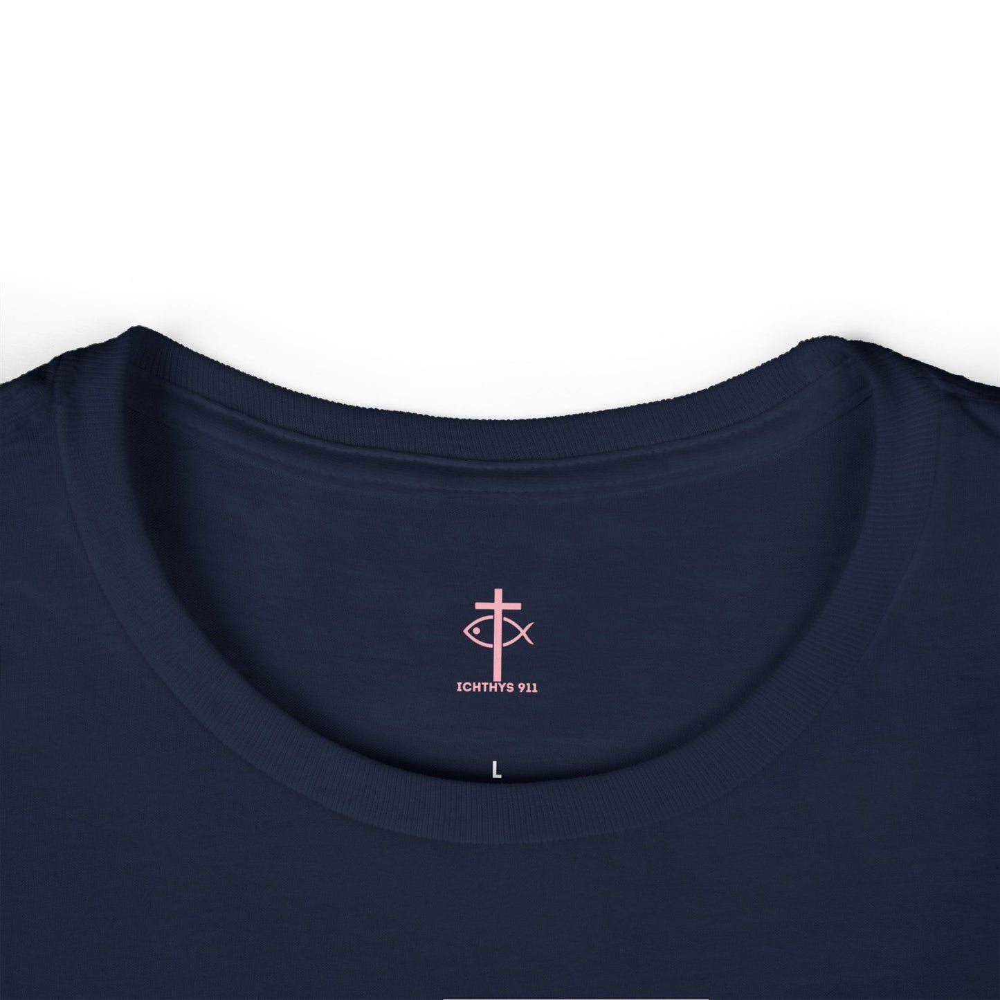 ICHTHYS 911 - "Roll With God Love Like Jesus" - Pink Font - Faith-Inspired Women's Tee - Summer Light T-Shirt - Wear Your Faith - Soft style Tee