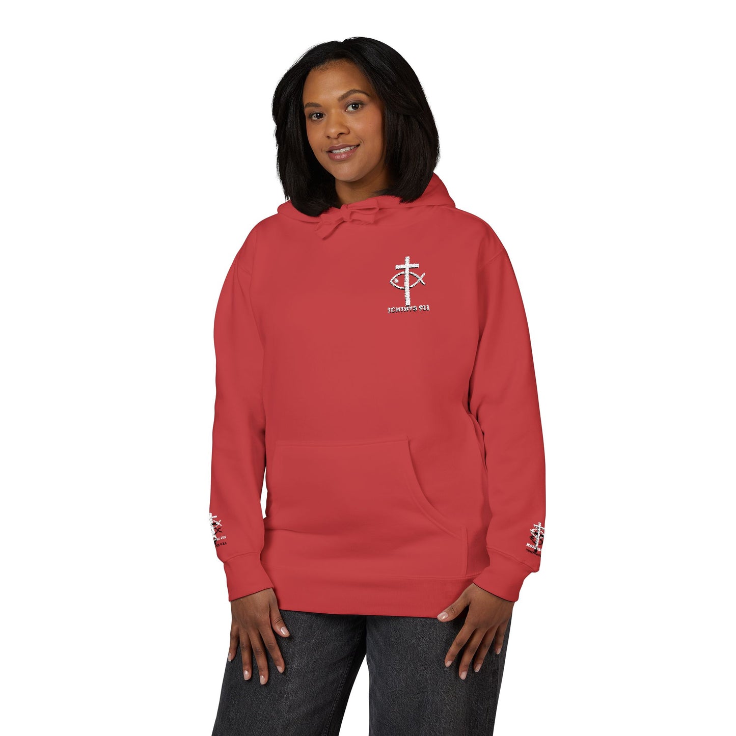 ICHTHYS 911 Embroidery Hoodie Pullover - Unsex - Elevated Embroider Gift for Her or Him - Christian Wear