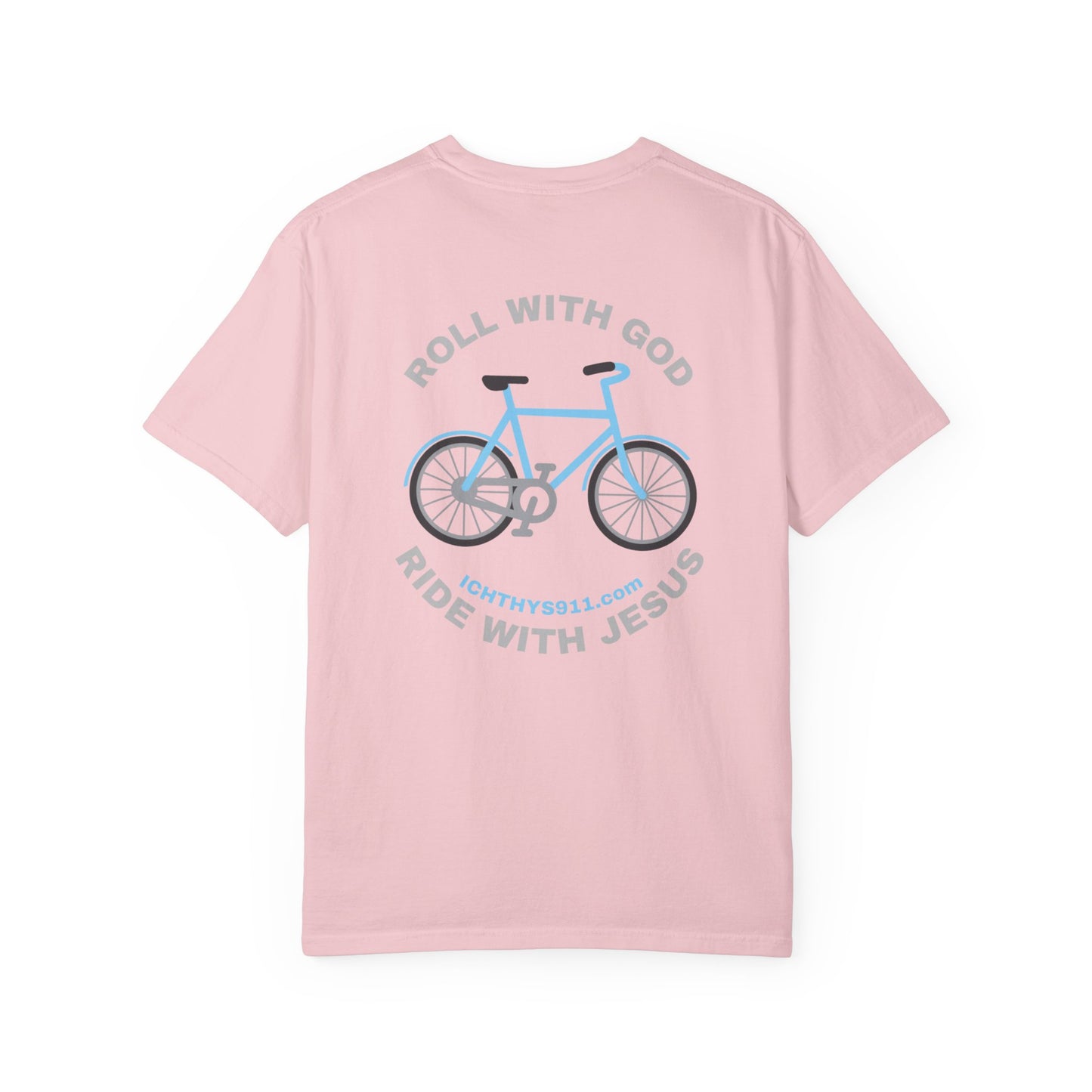 ICHTHYS 911 - "Roll With God Ride With Jesus" - Silver Font - Unisex T- Shirt - Medium Weight 100% Cotton - Summer T - Men T- Shirt - Women T-Shirt - Christian T-Shirt - Love Like Jesus