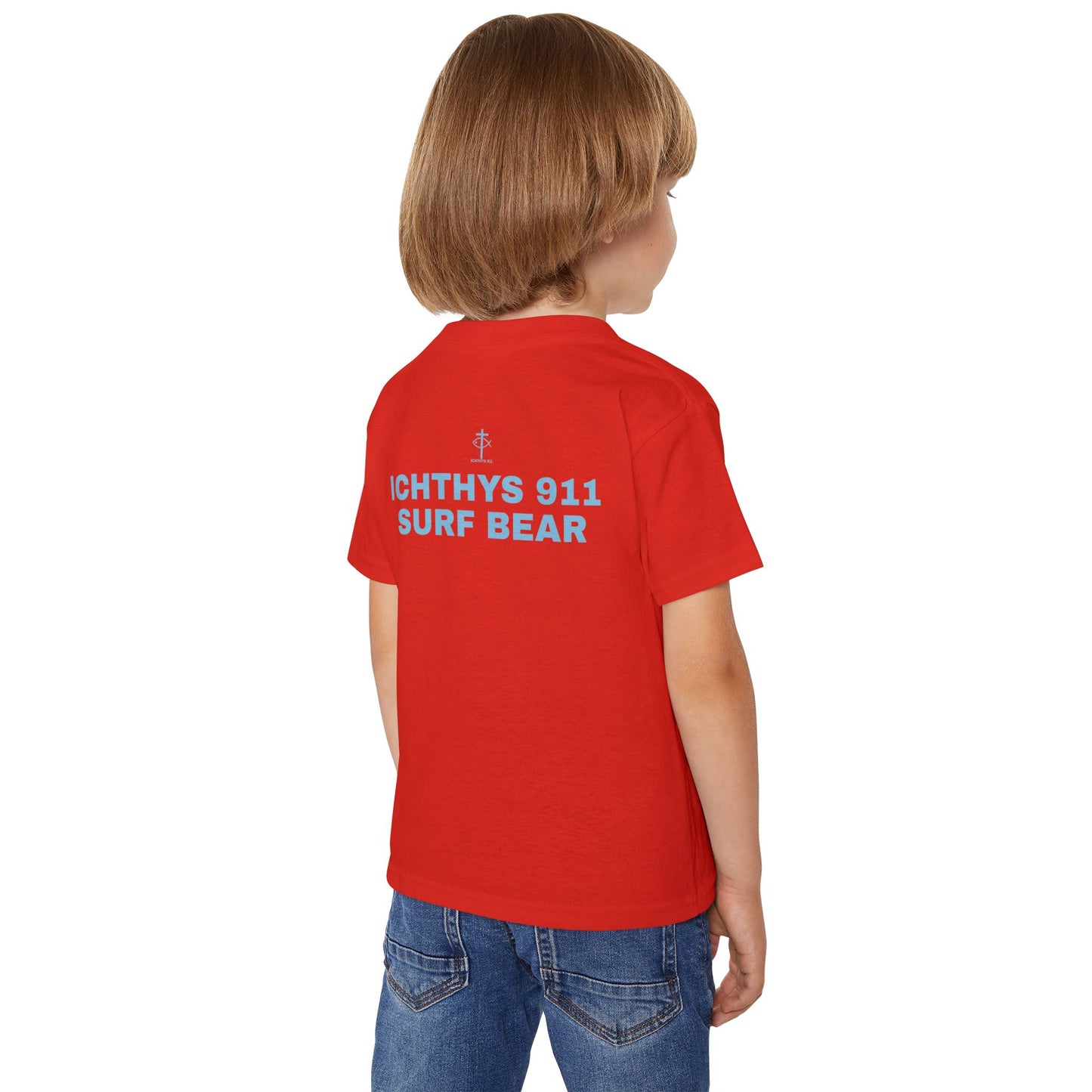 ICHTHYS 911 "Surf Bear" - Toddler T-Shirt - Cool Summer Tee - Match Mom and Dad For Vacation - Family T-Shirt