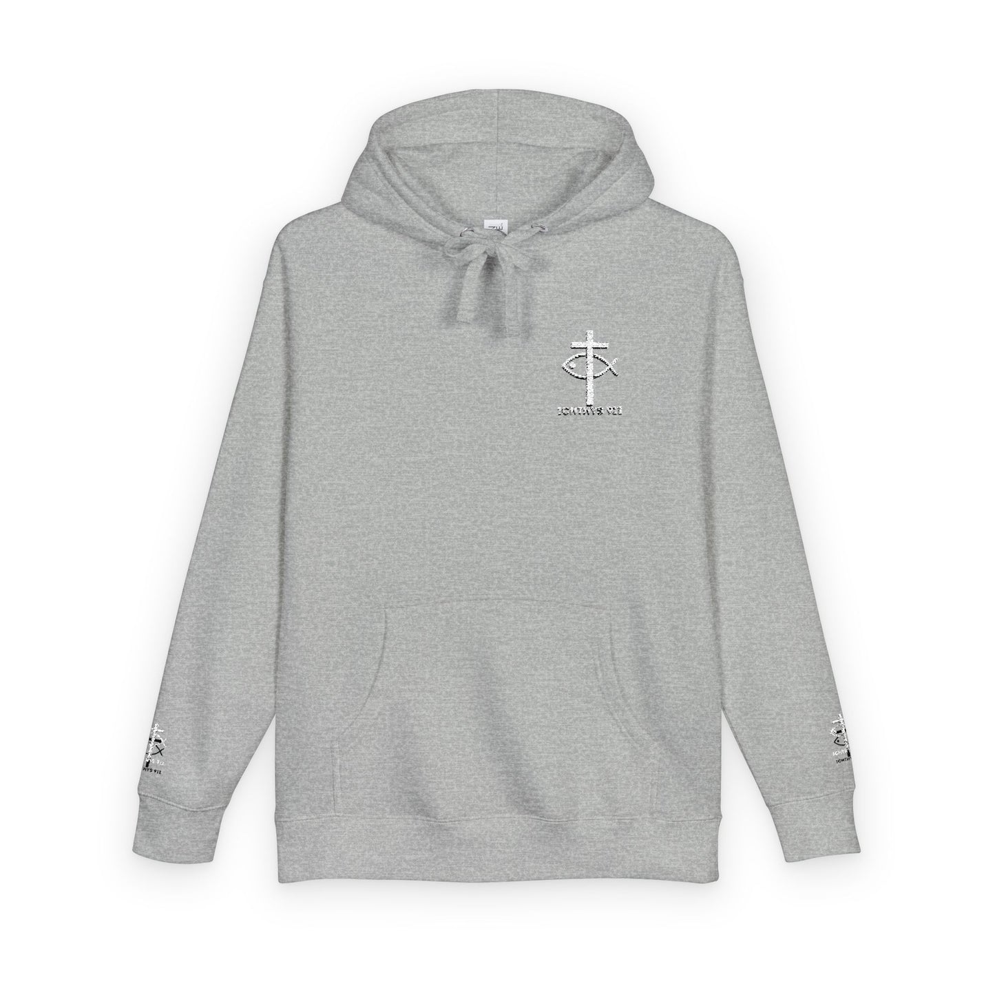 ICHTHYS 911 Embroidery Hoodie Pullover - Unsex - Elevated Embroider Gift for Her or Him - Christian Wear