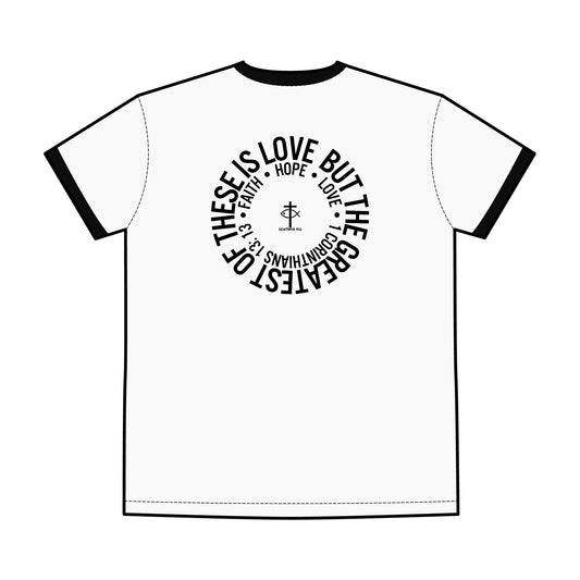 Faith, Hope, & Love - Red Font - Unisex - T-Shirt - Men T-Shirt - Christian Women Tee - Faith-Inspired Shirt - Christian Fashion - Wear Your Faith - ICHTHYS 911 - Jesus Shirt