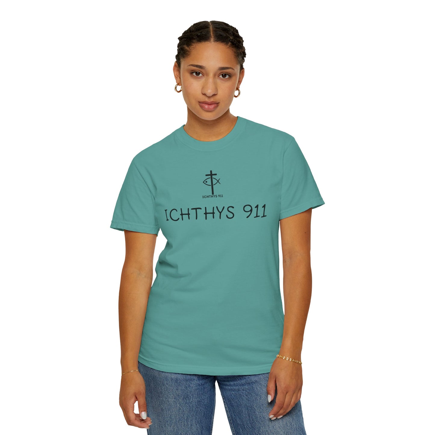 ICHTHYS 911 - "Authentic - Reverse" Black Font - Unisex T - Women T - Men T -Christian Tee - Faith-Inspired Shirt - Christian Fashion - Wear Your Faith