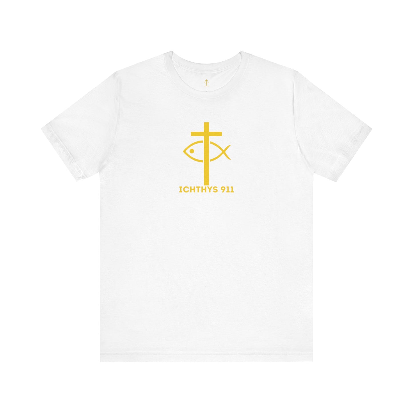ICHTHYS 911 - "Roll With God Ride With Jesus" - Gold Font - Unisex T- Shirt - Lightweight 100% Cotton - Summer T - Arm Form Fitting - Men T- Shirt - Women T-Shirt - Christian T-Shirt