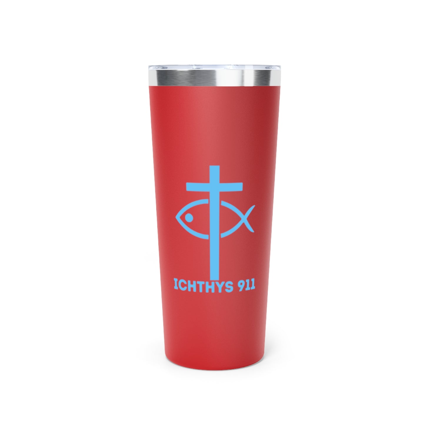 Faith-Inspired Copper Vacuum Insulated Tumbler - 22oz with ICHTHYS 911 Design