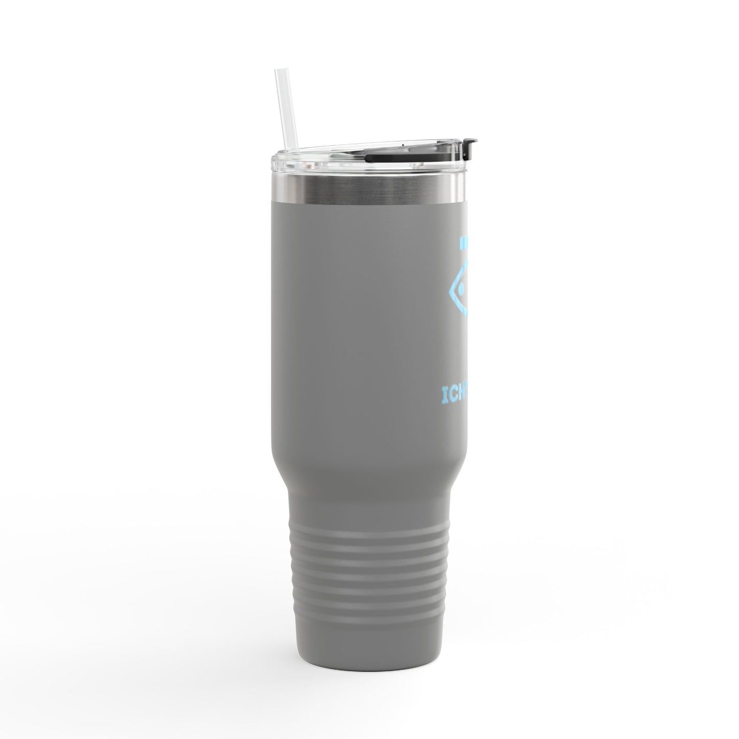 Faith-Inspired Insulated Travel Mug - 40oz with ICHTYS 911 Design