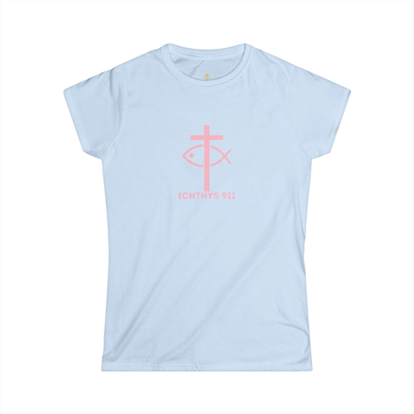 ICHTHYS 911 - "Roll With God Ride With Jesus" - Pink Font - Faith-Inspired Women's Tee - Summer Light T-Shirt - Wear Your Faith - Soft style Tee - Women T-Shirt