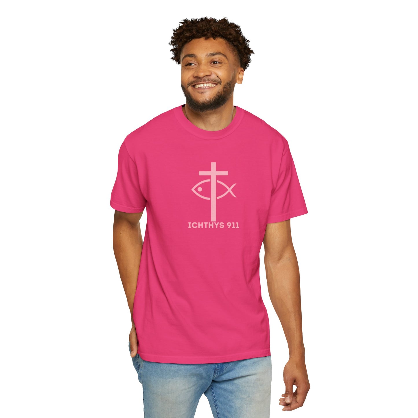 Faith, Hope, & Love - Pink font - Unisex Garment Dyed T-Shirt - 100% US Cotton - Men T-Shirt - Christian Women Tee - Faith-Inspired Shirt - Christian Fashion - Wear Your Faith - Additional Colors Added