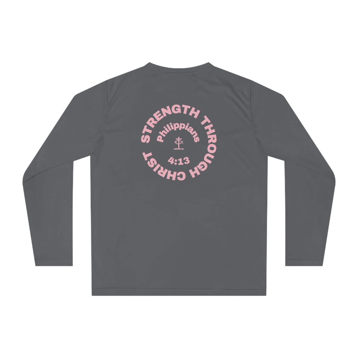 ICHTHYS 911 "Strength Through Christ Philippians 4:13" - Unisex Performance Long Sleeve Shirt - Men - Women - 100% Moisture-Wicking Poly - Christian Activewear