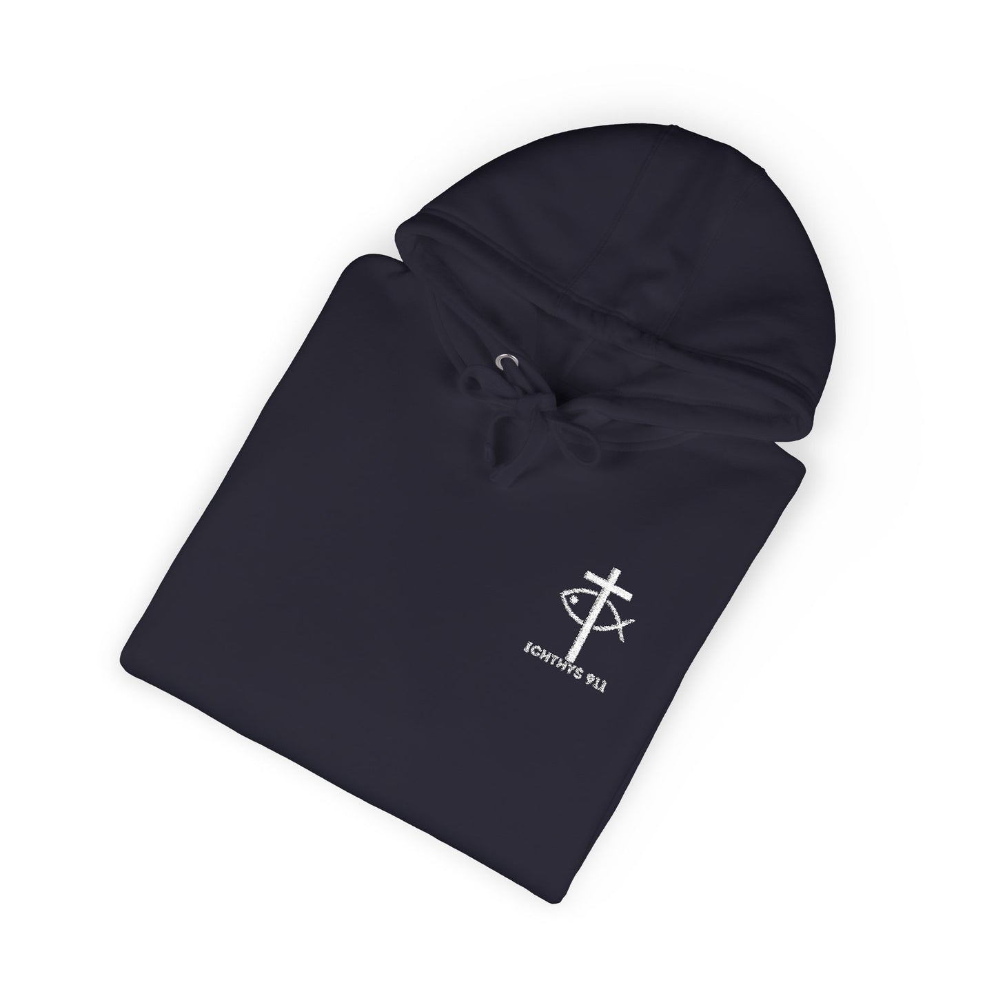 ICHTHYS 911 Embroidery Hoodie Pullover - Unsex - Elevated Embroider Gift for Her or Him - Christian Wear