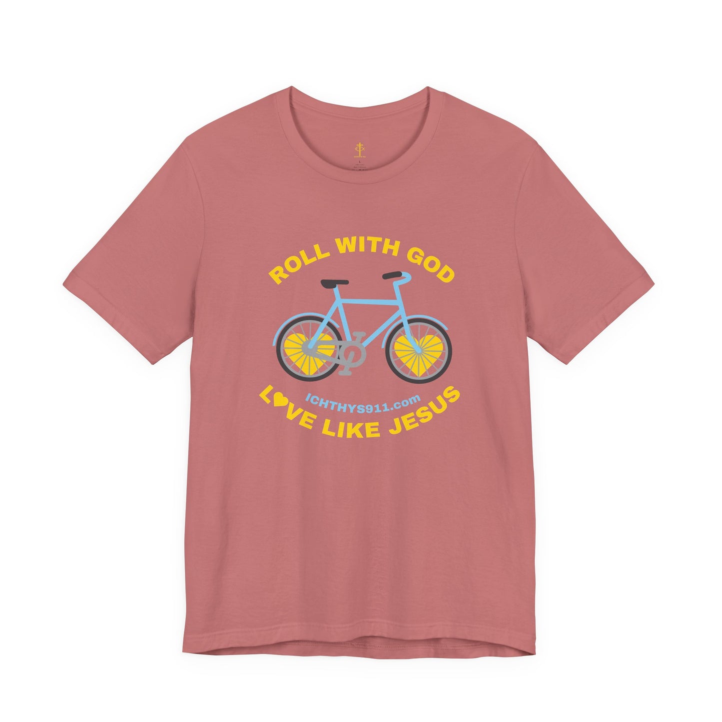 Roll With God Love Like Jesus - Reverse Design - Unisex T- Shirt - Lightweight 100% Cotton - Summer T - Arm Form Fitting - Men T- Shirt - Women T-Shirt - Christian T-Shirt - Love Like Jesus ICHTHYS 911