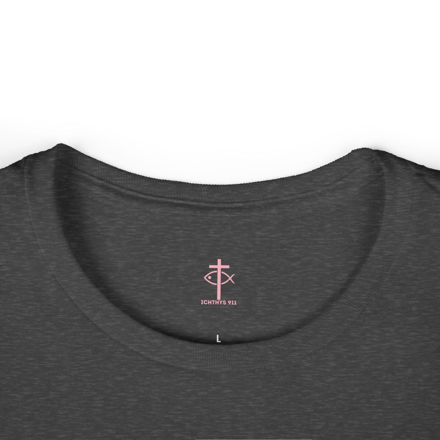 ICHTHYS 911 - "Roll With God Love Like Jesus" - Pink Font - Faith-Inspired Women's Tee - Summer Light T-Shirt - Wear Your Faith - Soft style Tee