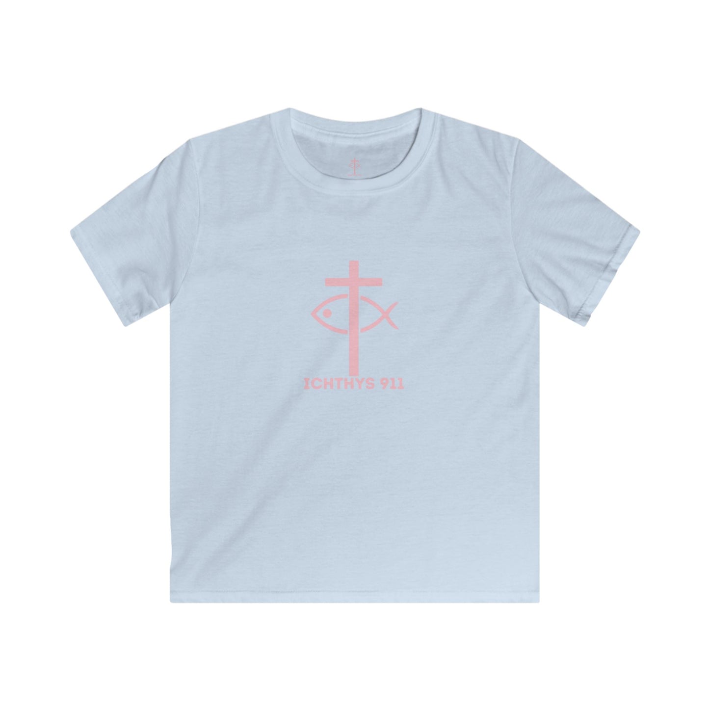 Kids Faith T-Shirt -ICHTHYS 911 Design Pink Font