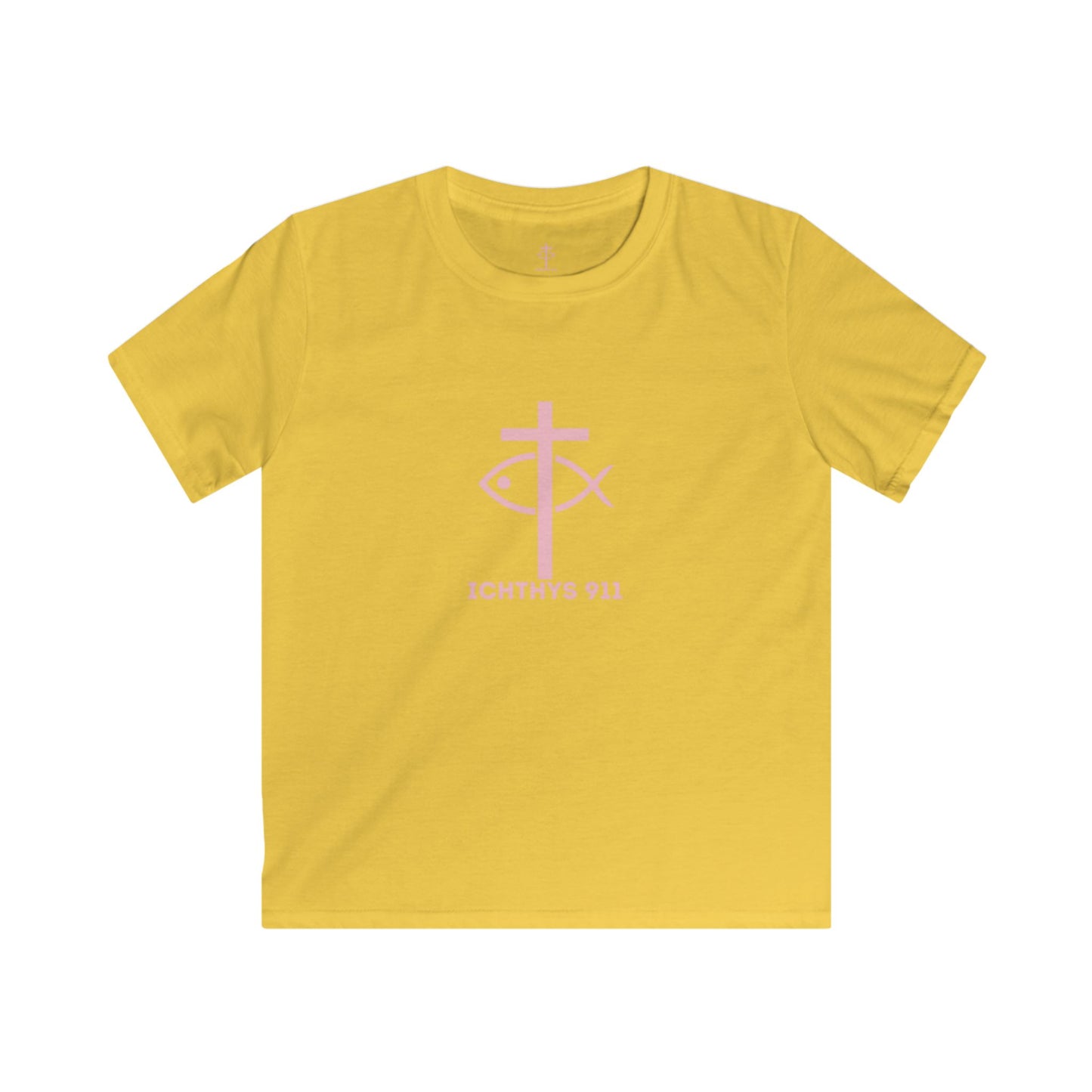 Kids Faith T-Shirt -ICHTHYS 911 Design Pink Font