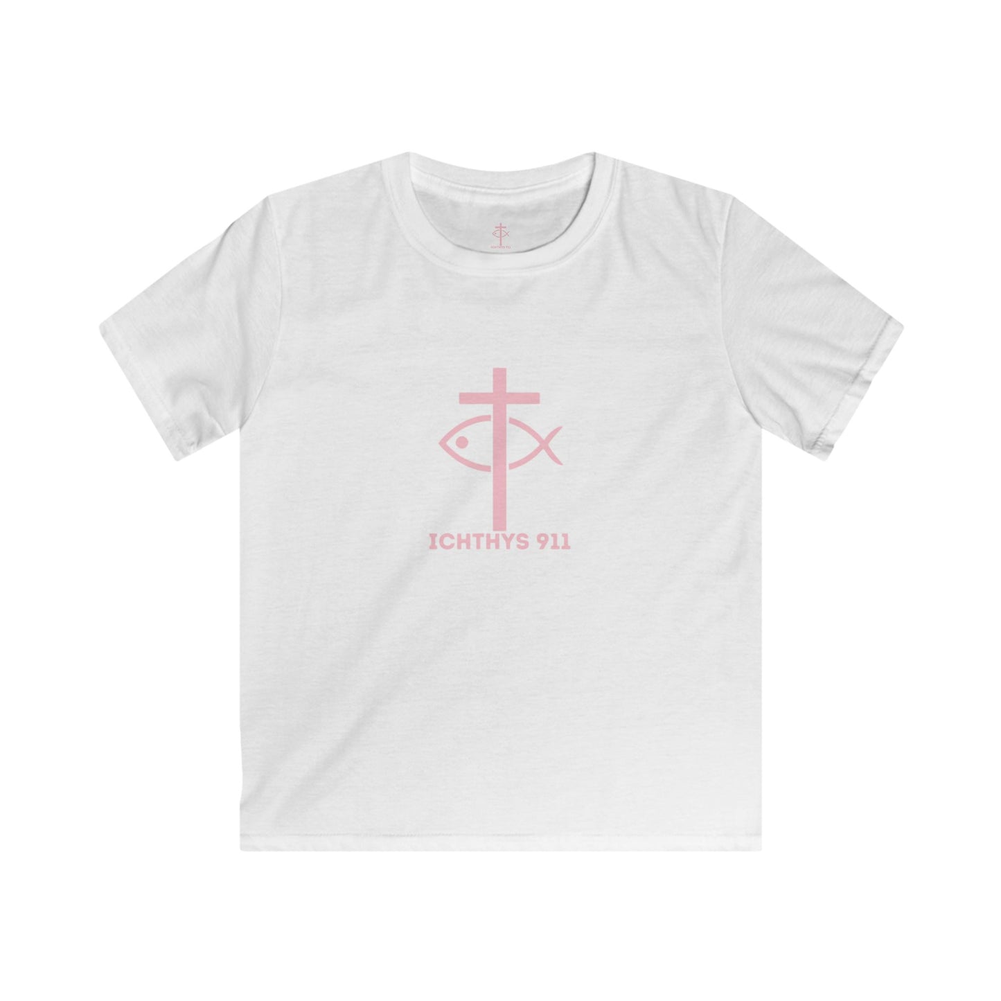 Kids Faith T-Shirt -ICHTHYS 911 Design Pink Font