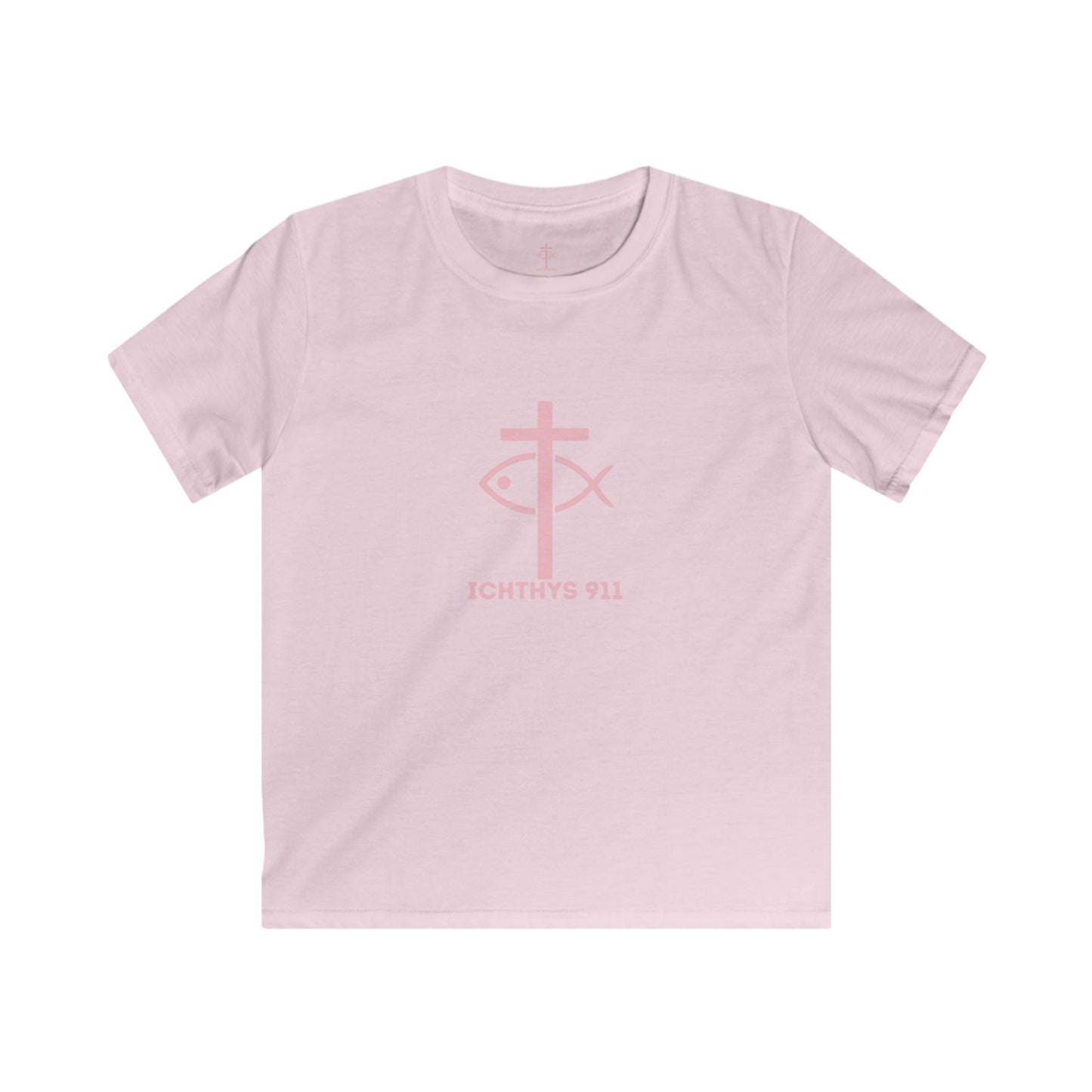 Kids Faith T-Shirt -ICHTHYS 911 Design Pink Font