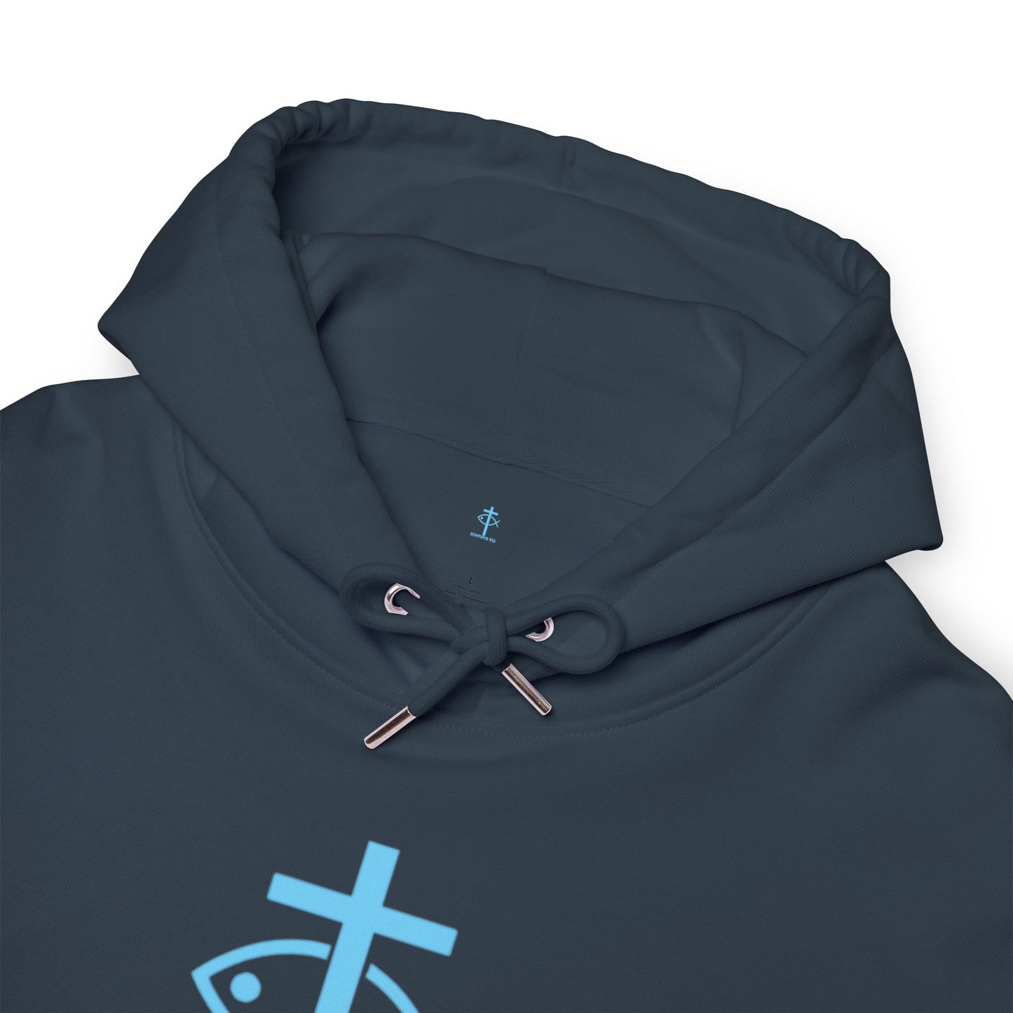 ICHTHYS 911 Hoodie - JESUS Fish - Blue Font - Faith Fashion - Unisex - Make Font Color Design requests -100% Organic -