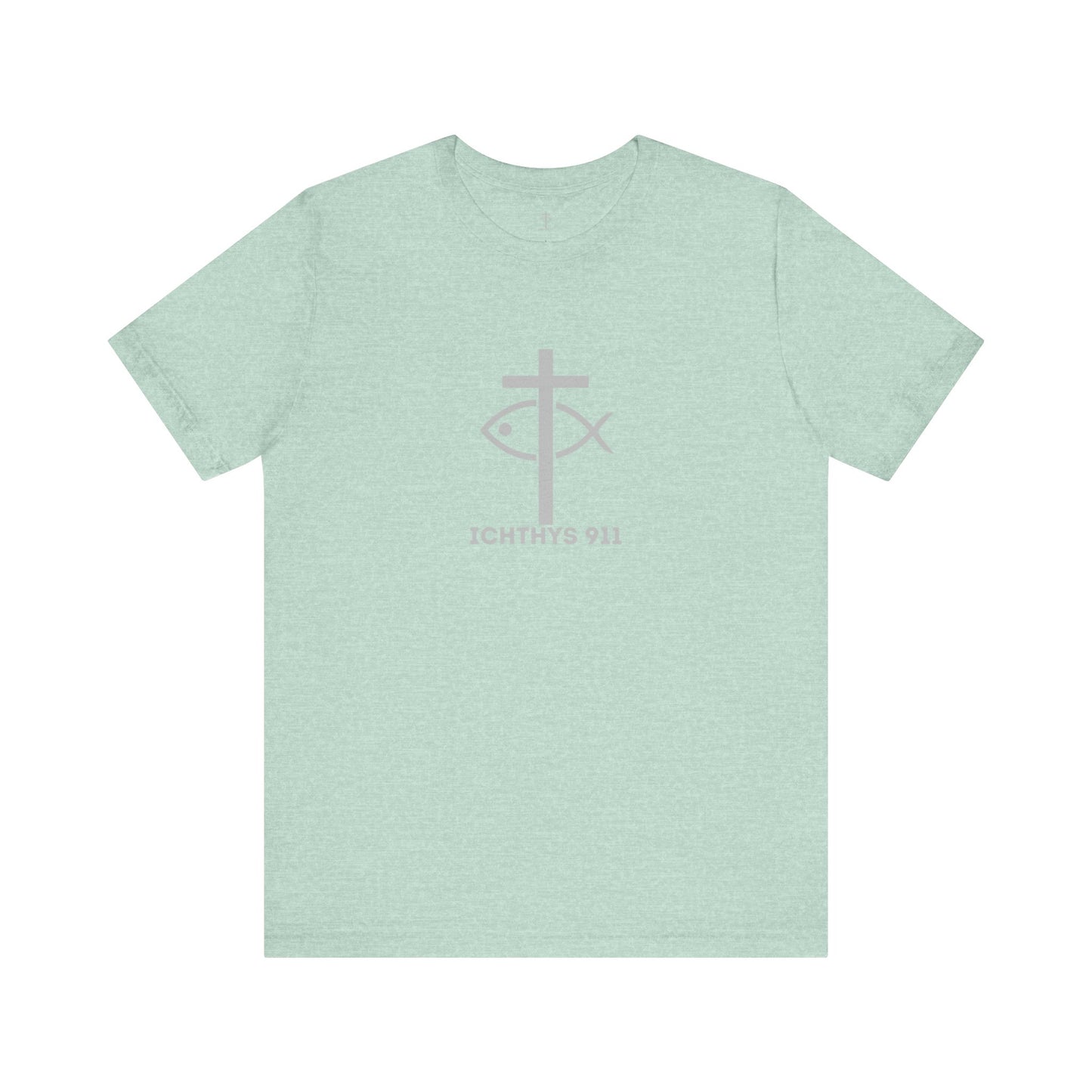 ICHTHYS 911 - "Roll With God Ride With Jesus" - Silver Font - Unisex T- Shirt - Lightweight 100% Cotton - Summer T - Arm Form Fitting - Men T- Shirt - Women T-Shirt - Christian T-Shirt
