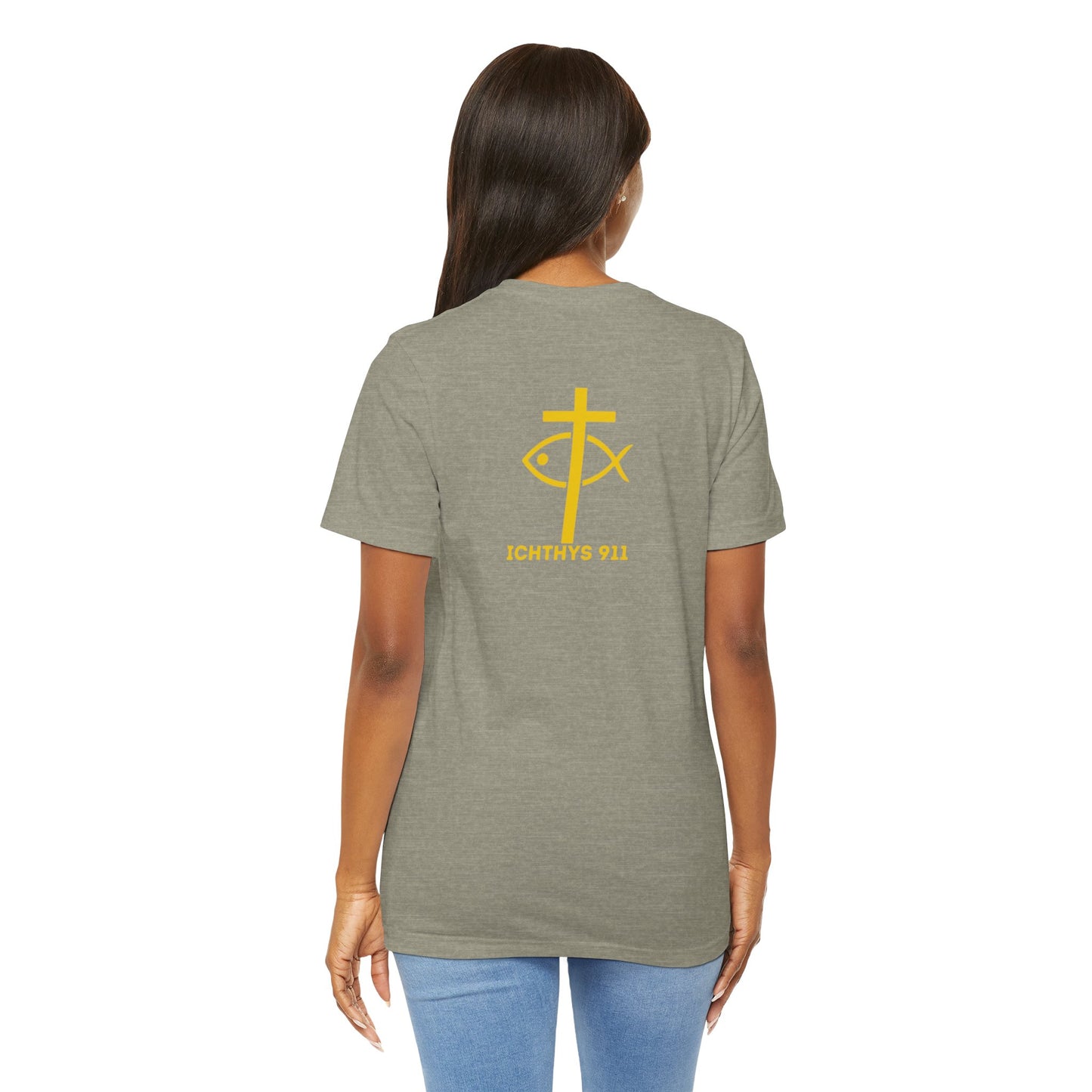 Roll With God Love Like Jesus - Reverse Design - Unisex T- Shirt - Lightweight 100% Cotton - Summer T - Arm Form Fitting - Men T- Shirt - Women T-Shirt - Christian T-Shirt - Love Like Jesus ICHTHYS 911