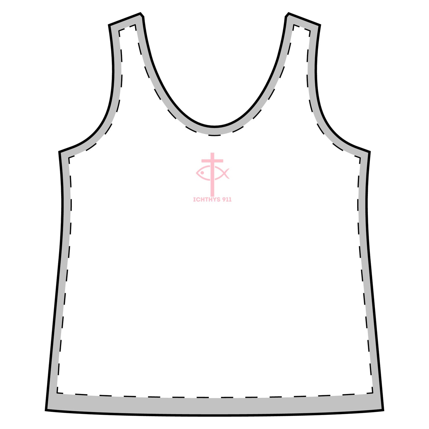 ICHTHYS 911 "Dressed in Grace, Covered in Faith" - Sporty Racerback Tank for Women - Perfect for Active Lifestyle & Casual Wear -ICHTHYS 911 Logo