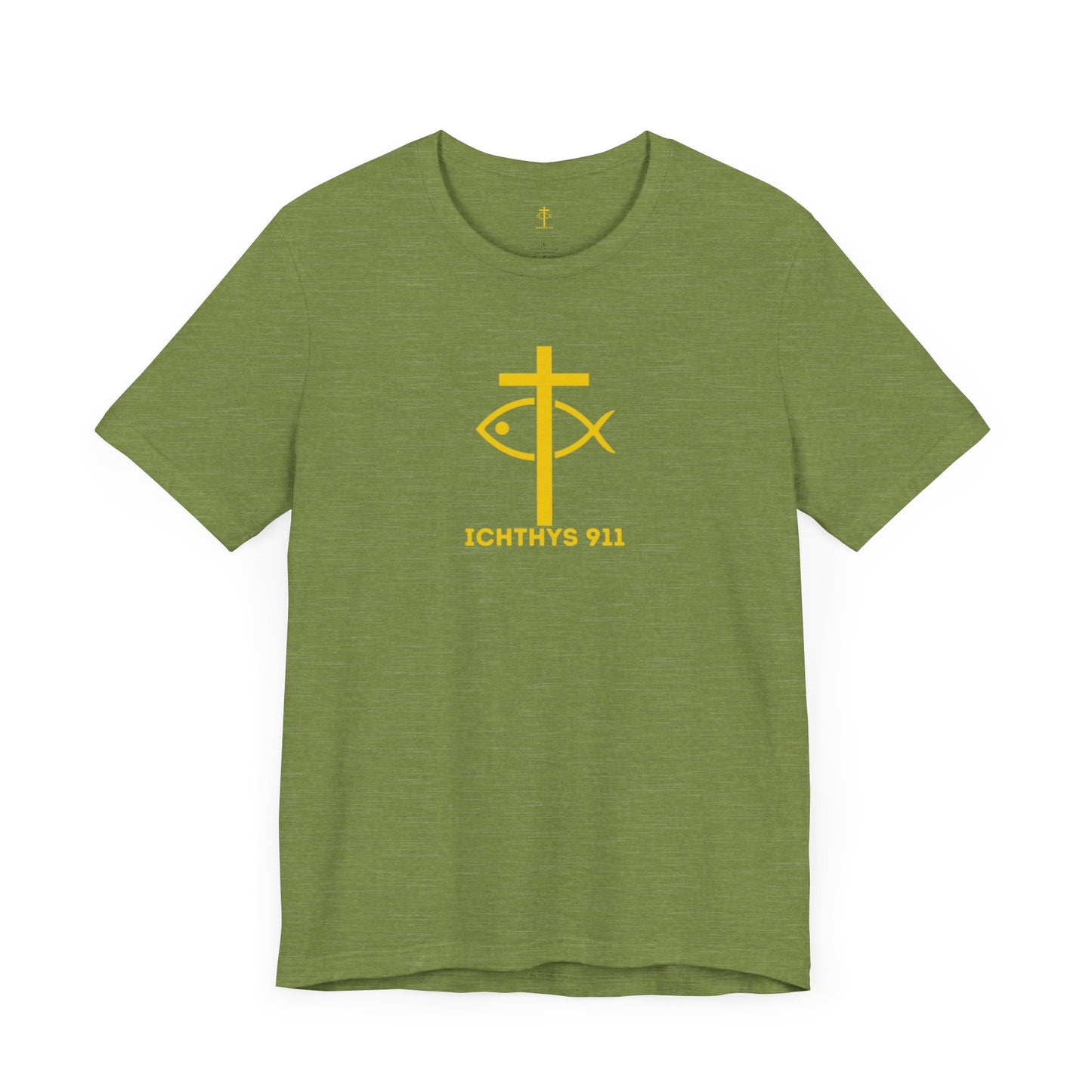 ICHTHYS 911 - "Roll With God Ride With Jesus" - Gold Font - Unisex T- Shirt - Lightweight 100% Cotton - Summer T - Arm Form Fitting - Men T- Shirt - Women T-Shirt - Christian T-Shirt