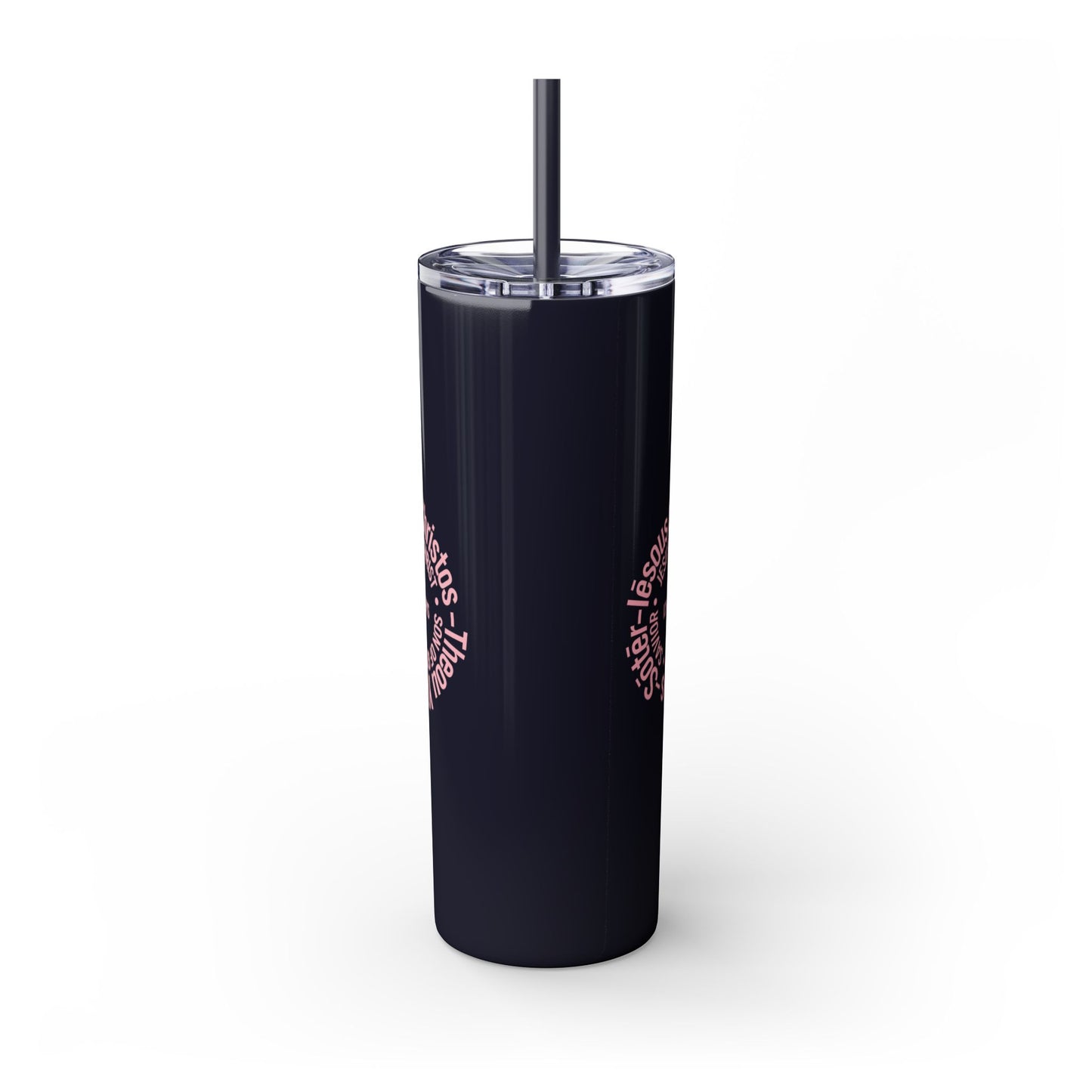 ICHTHYS 911 Black Font - Faith-Inspired Skinny Tumbler with Straw - 20oz - Faith