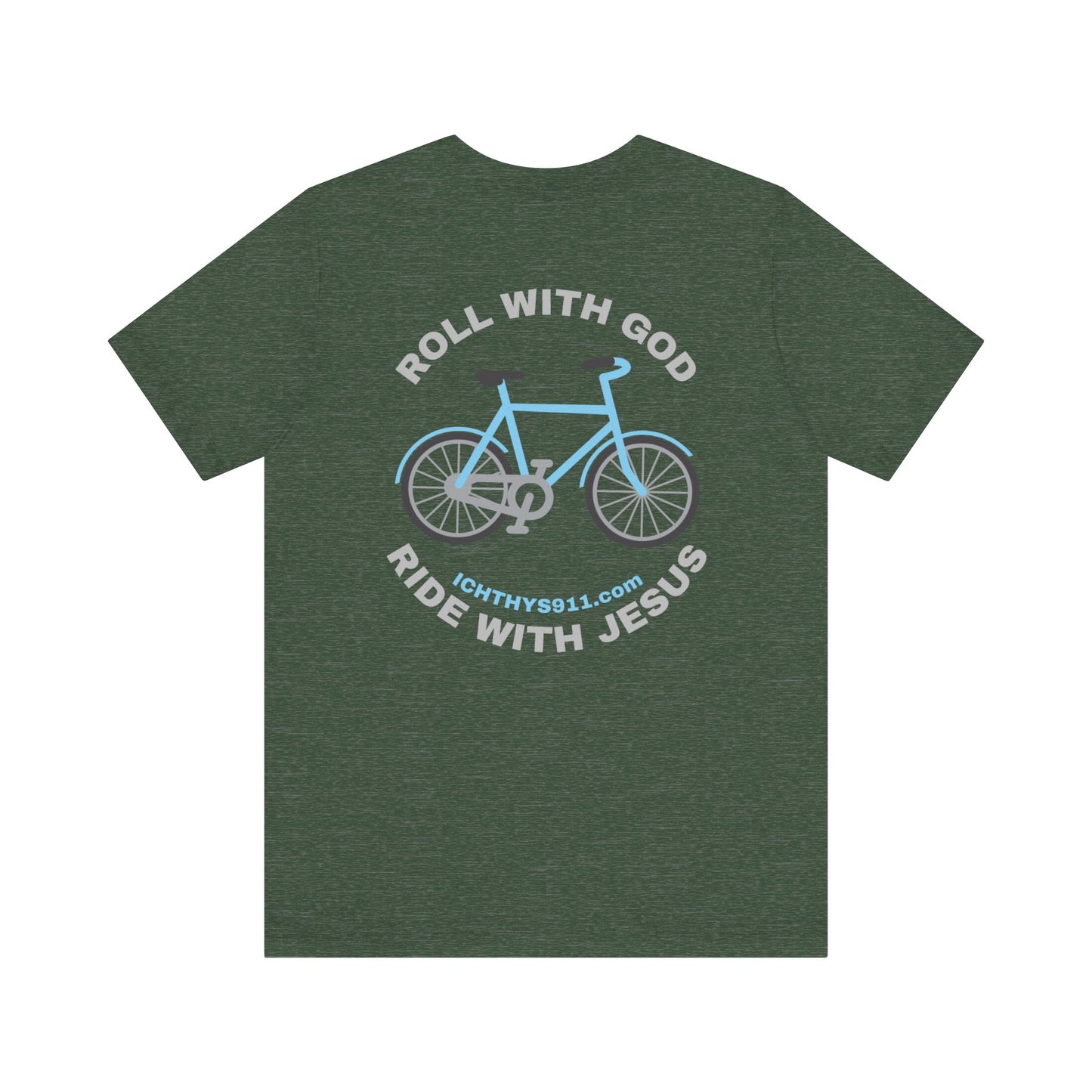 Roll With God Ride With Jesus - Silver Font - Unisex T- Shirt - Lightweight 100% Cotton - Summer T - Arm Form Fitting - Men T- Shirt - Women T-Shirt - Christian T-Shirt - ICHTHYS 911
