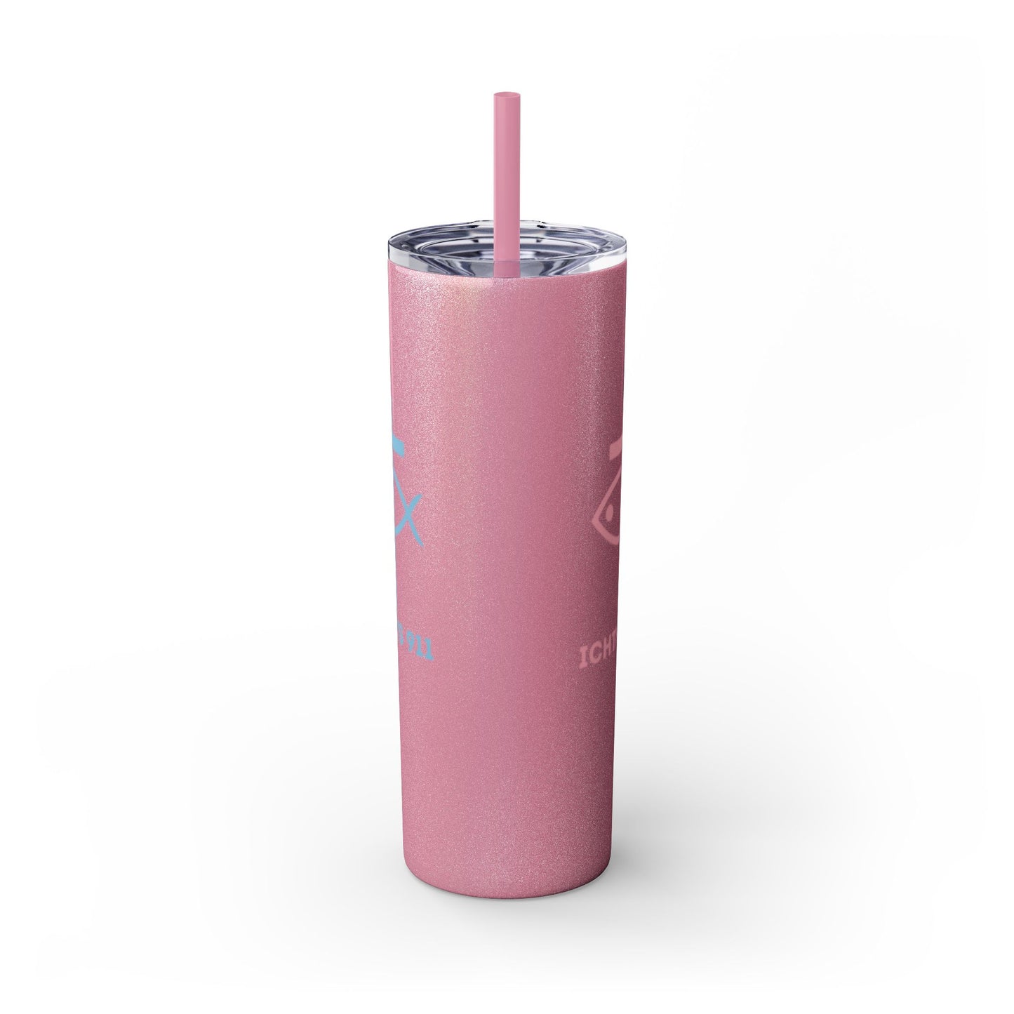 ICHTHYS 911 Pink & Blue Faith-Inspired Skinny Tumbler with Straw - 20oz Baby Shower Drip - Party Favor