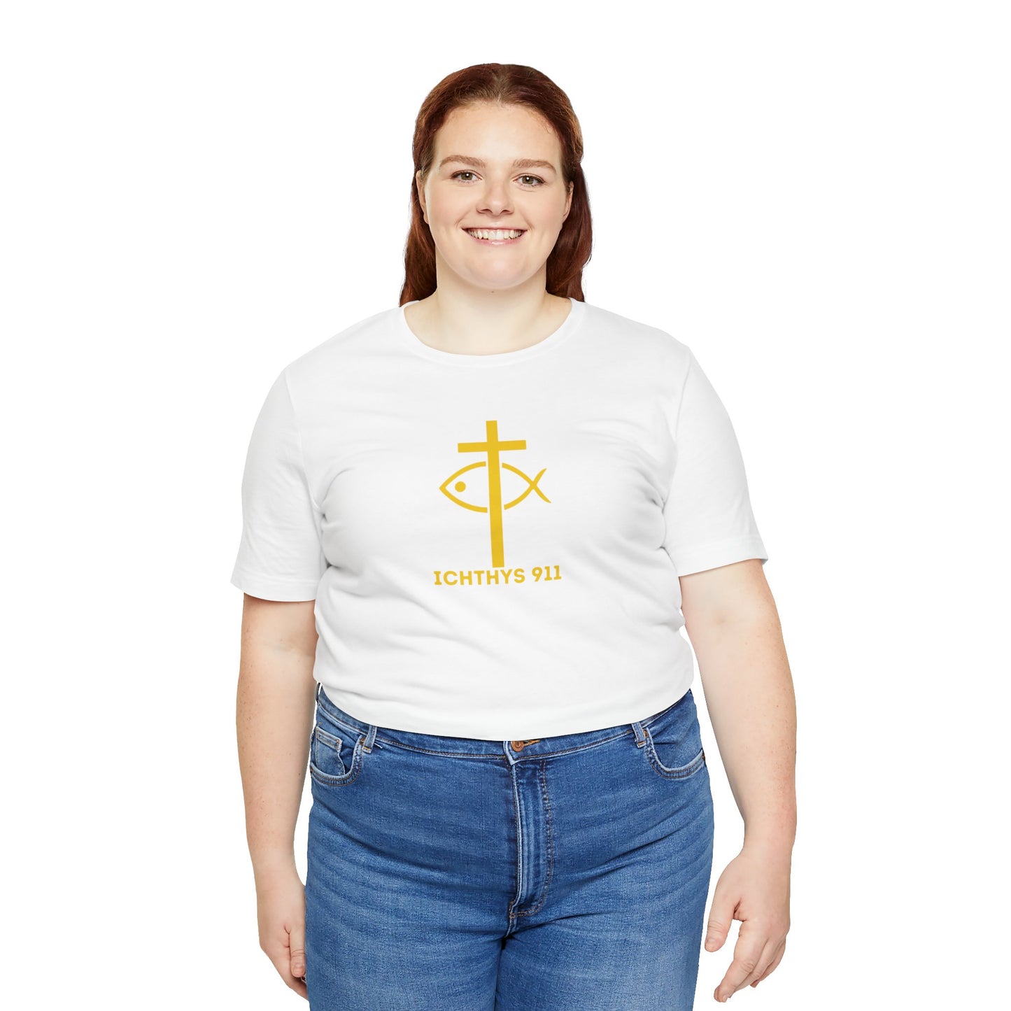 "Roll With God Ride With Jesus" - Gold Font - Unisex T- Shirt - Lightweight 100% Cotton - Summer T - Arm Form Fitting - Men T- Shirt - Women T-Shirt - Christian T-Shirt - ICHTHYS 911