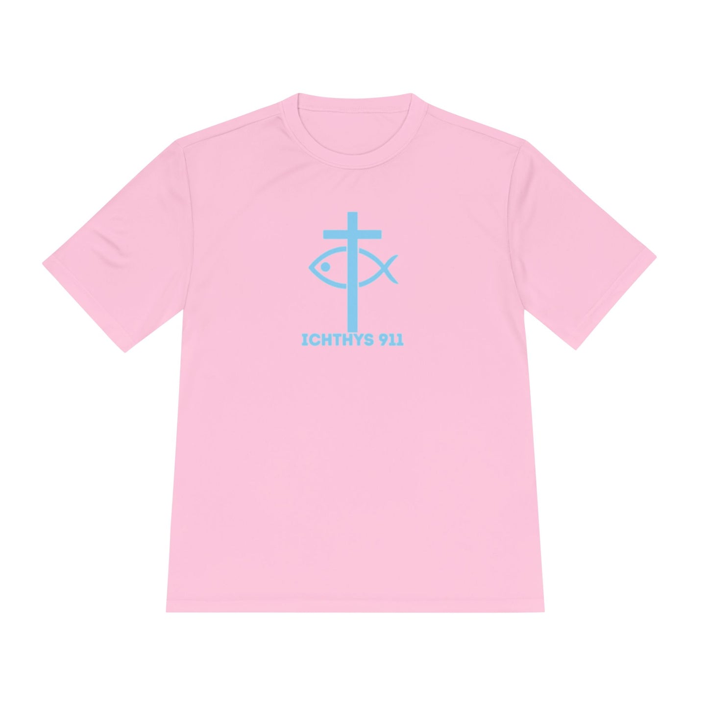 ICHTHYS 911 - Blue Font - "Jesus Is His Name Saving Souls is His Game" - Unisex Performance Shirt -Men T-Shirt - Women - Moisture Wicking Tee911