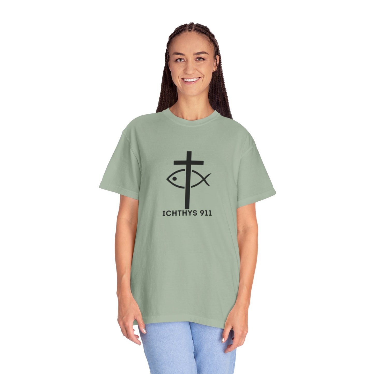 "13th Disciple" - Collection - Unisex - Women T- Shirt - Men T-Shirt - Christian Garment-Dyed T-Shirt - Faith Fashion - ICHTHYS 911 - Black Font