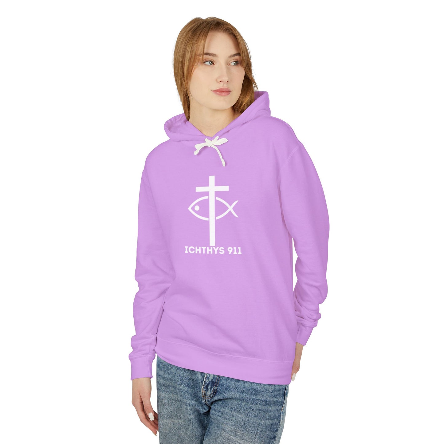 Iēsous Christos, Theou Yios, Sōtēr = Jesus Christ, Son of God, Savior - Unisex - Lightweight - Relaxed Fit - Religious Sweatshirt - ICHTHYS 911 - Hoodie