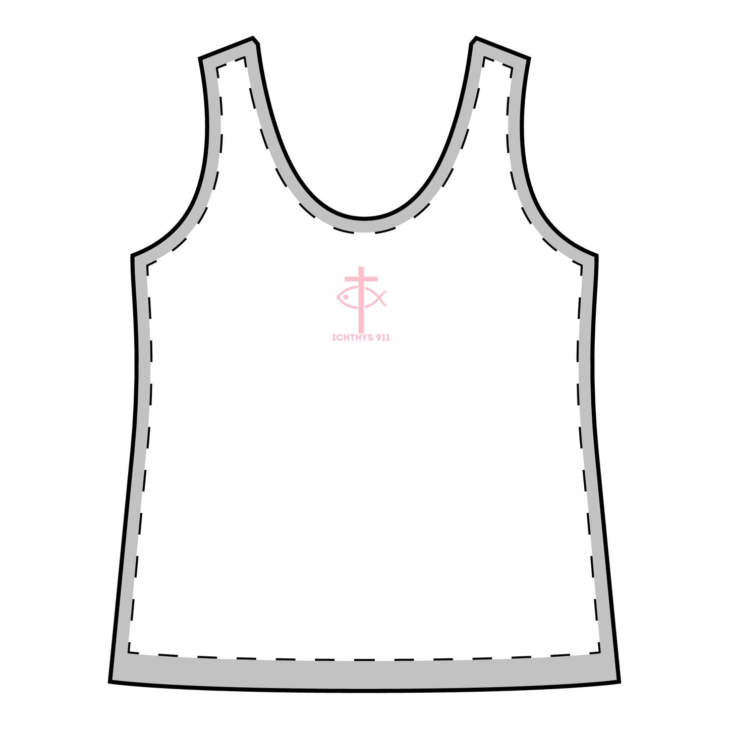 ICHTHYS 911 "Dressed in Grace, Covered in Faith" - Sporty Racerback Tank for Women - Perfect for Active Lifestyle & Casual Wear -ICHTHYS 911 Logo