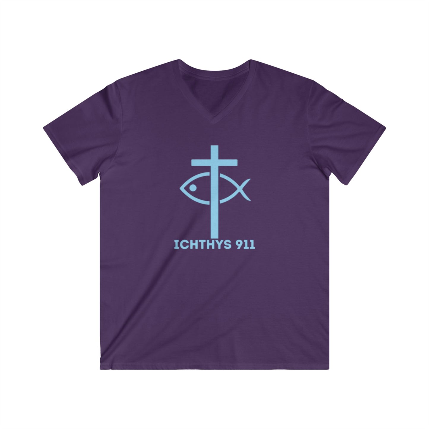 13th Disciple Christian Theme Men's V-Neck Tee - Faith-Inspired Short Sleeve T-Shirt ICHTHYS 911 t-shirts featuring “13th Disciple” on the back (or front) and  ICHTHYS 911 logo on the opposite side. (Copy)