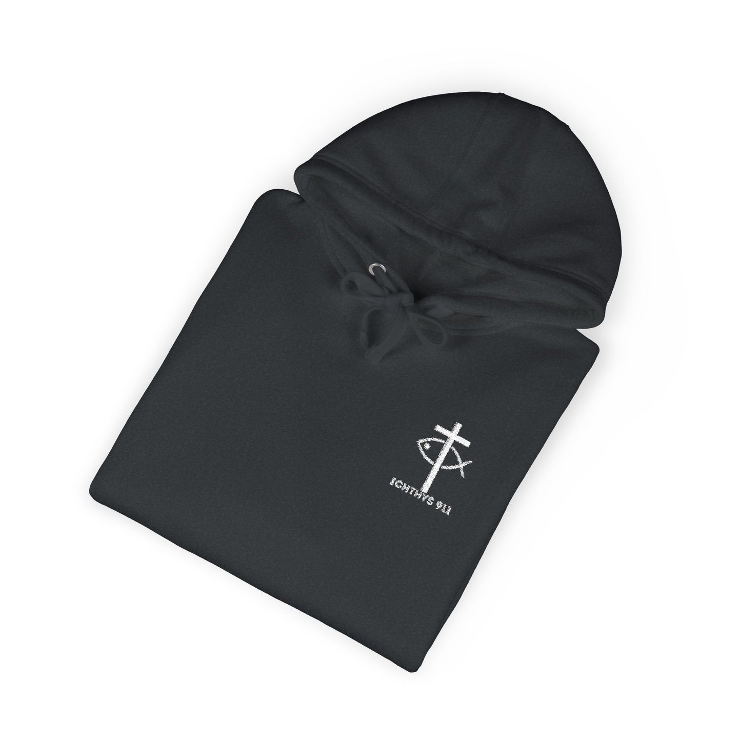 ICHTHYS 911 Embroidery Hoodie Pullover - Unsex - Elevated Embroider Gift for Her or Him - Christian Wear