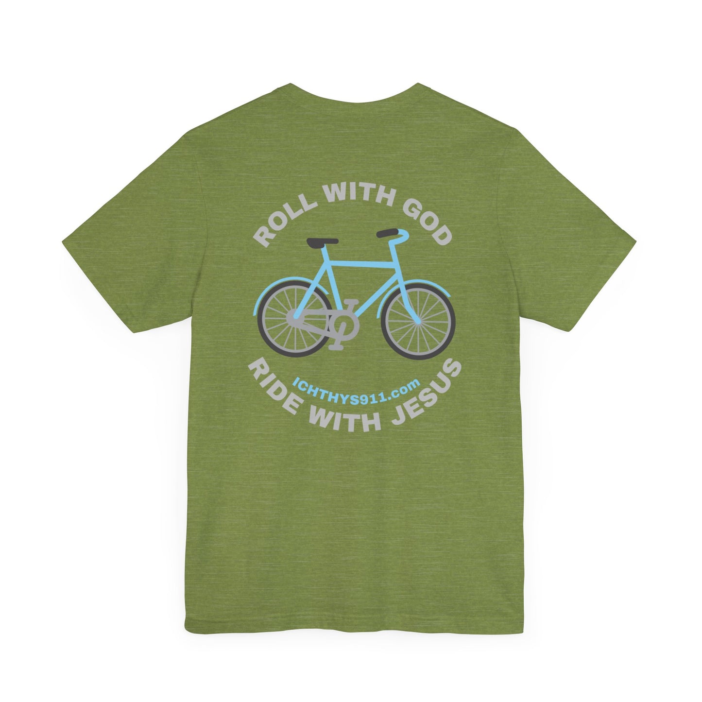 ICHTHYS 911 - "Roll With God Ride With Jesus" - Silver Font - Unisex T- Shirt - Lightweight 100% Cotton - Summer T - Arm Form Fitting - Men T- Shirt - Women T-Shirt - Christian T-Shirt