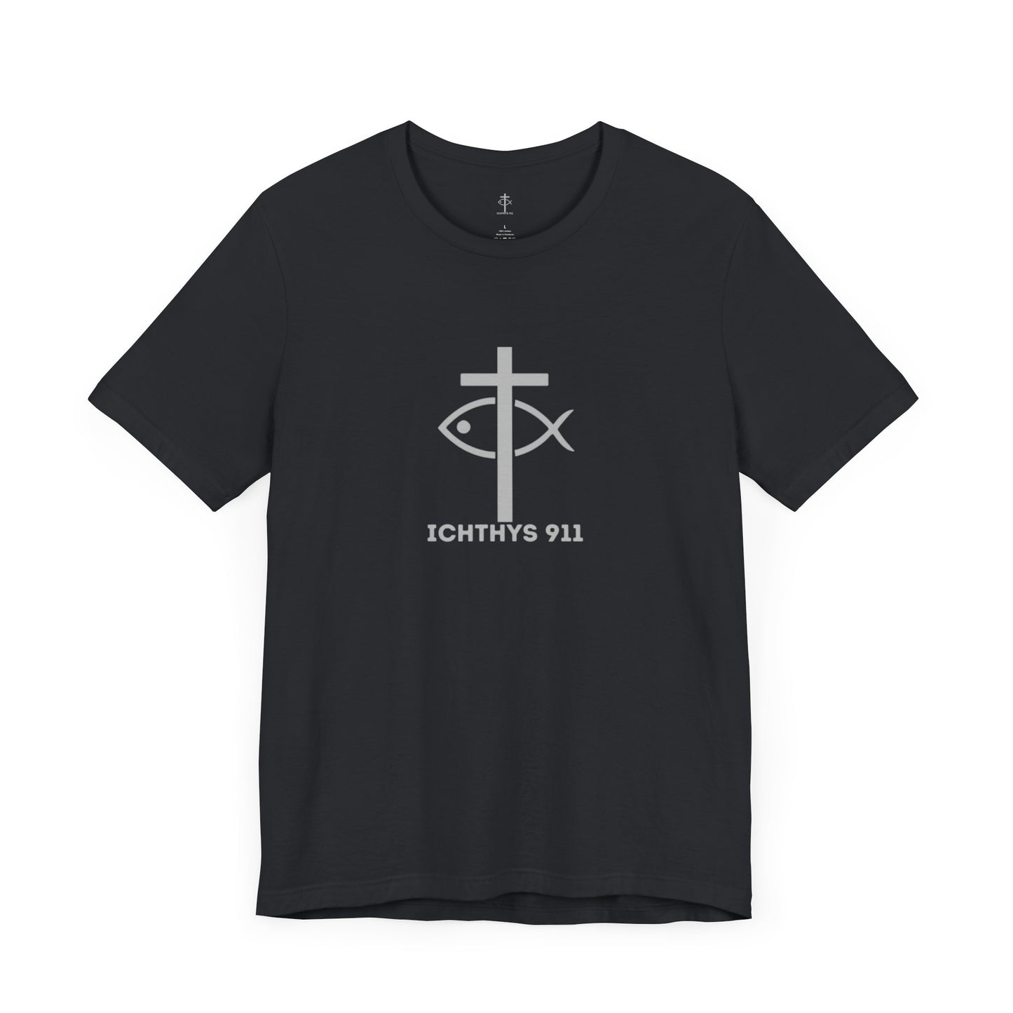 ICHTHYS 911 - "Roll With God Ride With Jesus" - Silver Font - Unisex T- Shirt - Lightweight 100% Cotton - Summer T - Arm Form Fitting - Men T- Shirt - Women T-Shirt - Christian T-Shirt